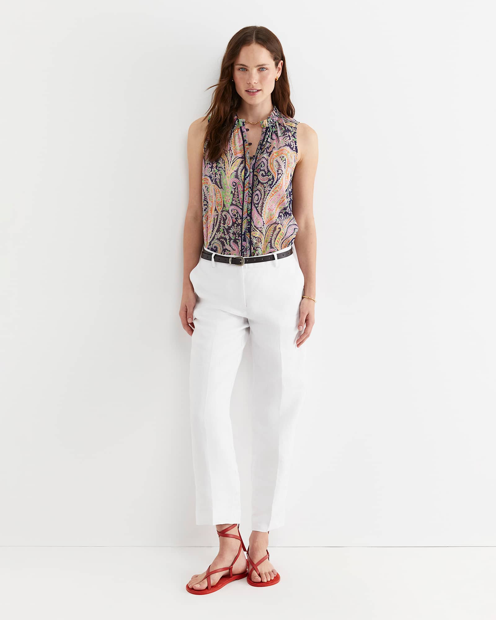 Florence Sleeveless Liberty Blouse in NAVY MULTI