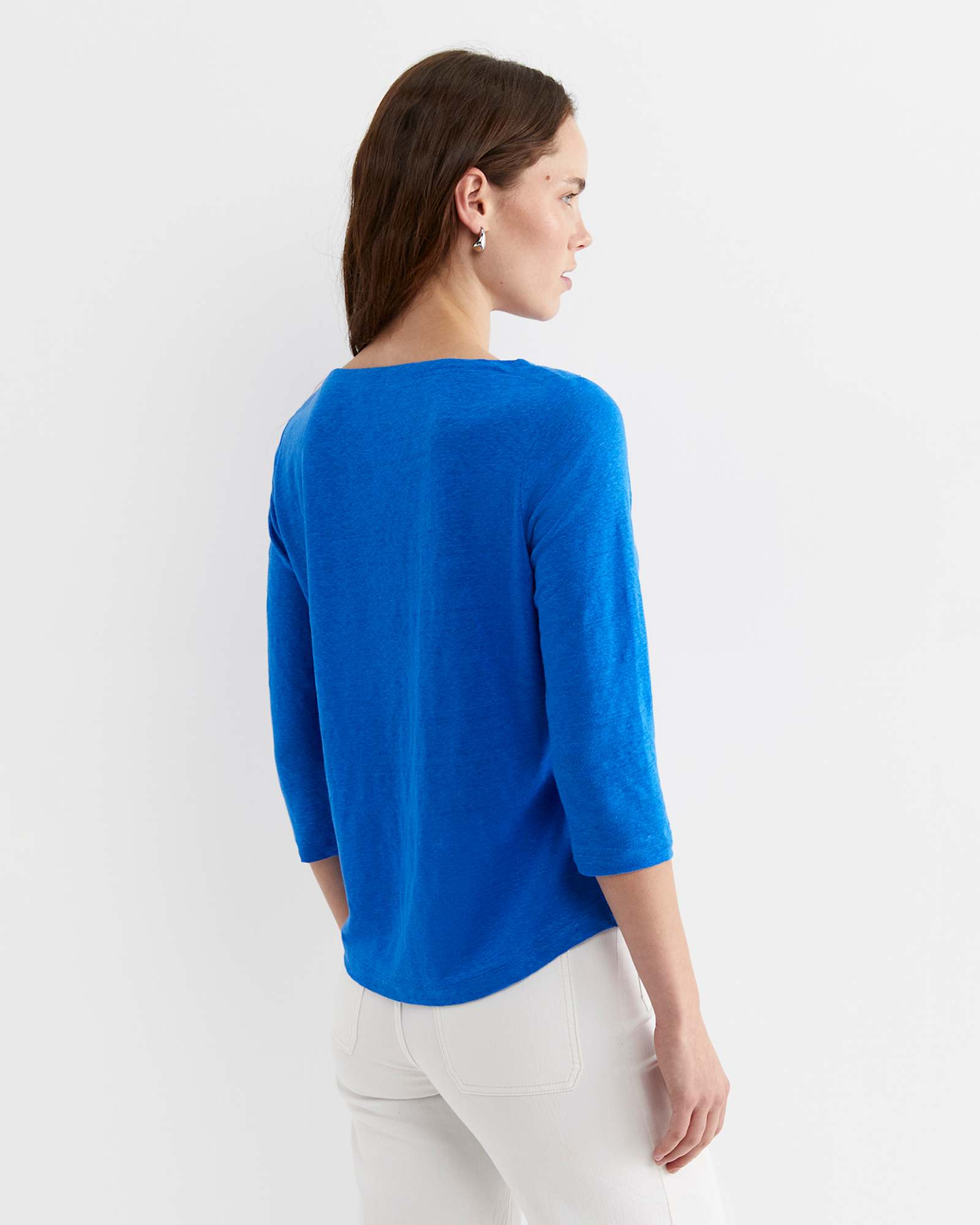 Cecile Linen Top in PEACOCK