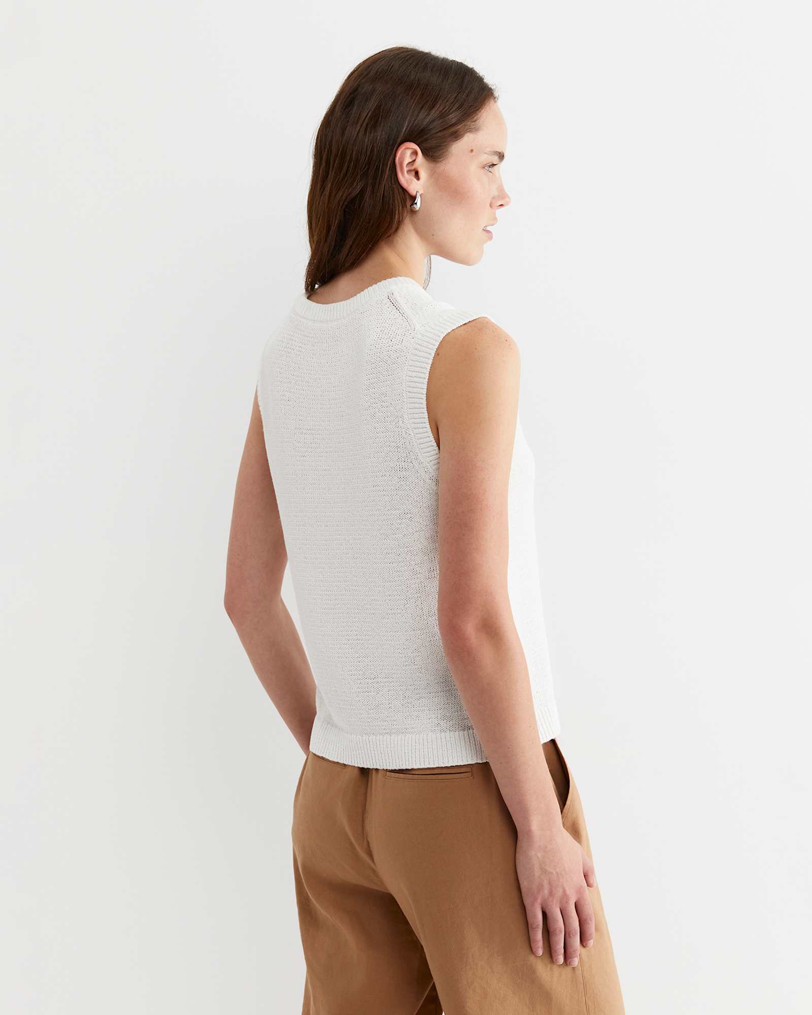 Josie Tape Yarn Vest in WHITE