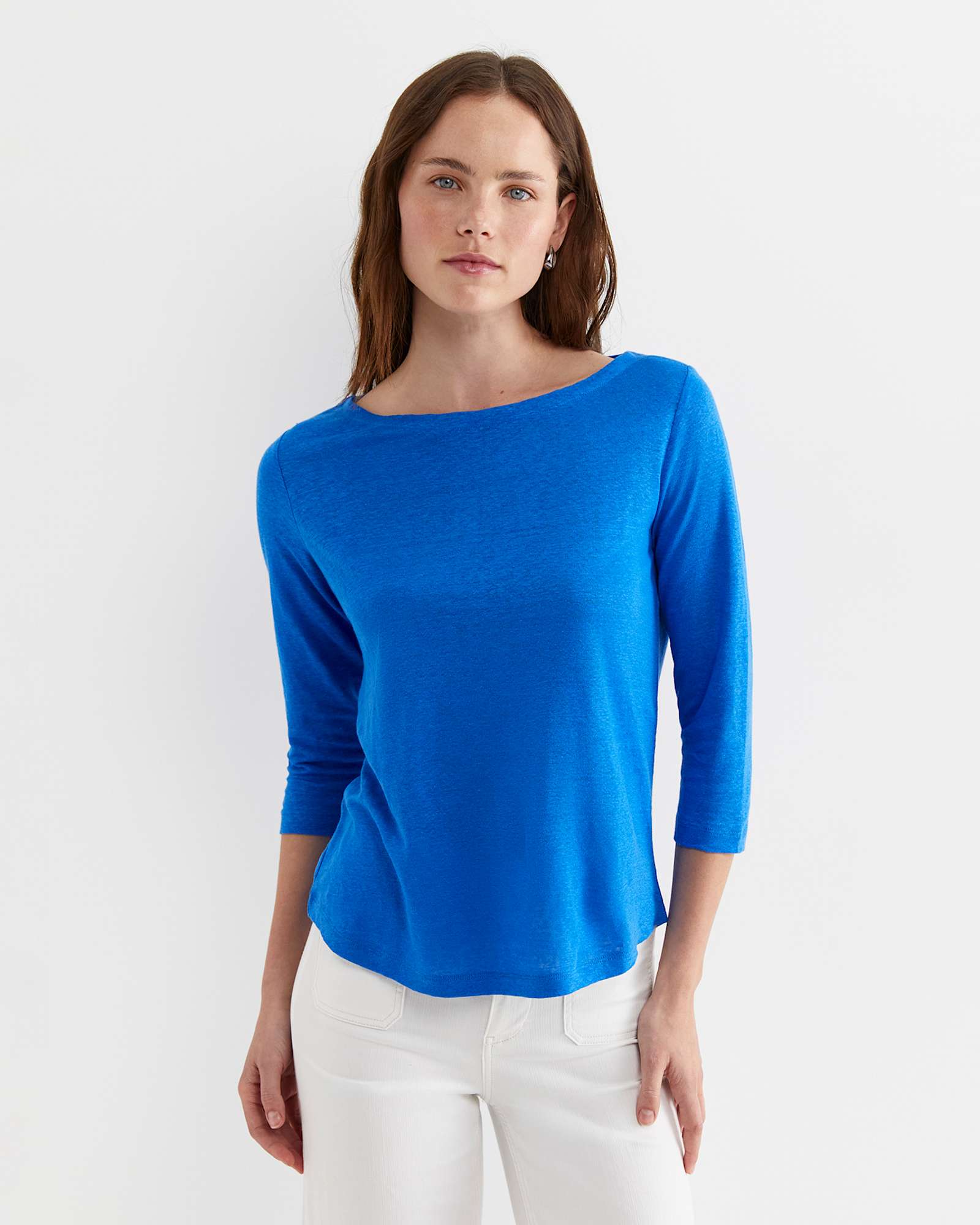 Cecile Linen Top in PEACOCK