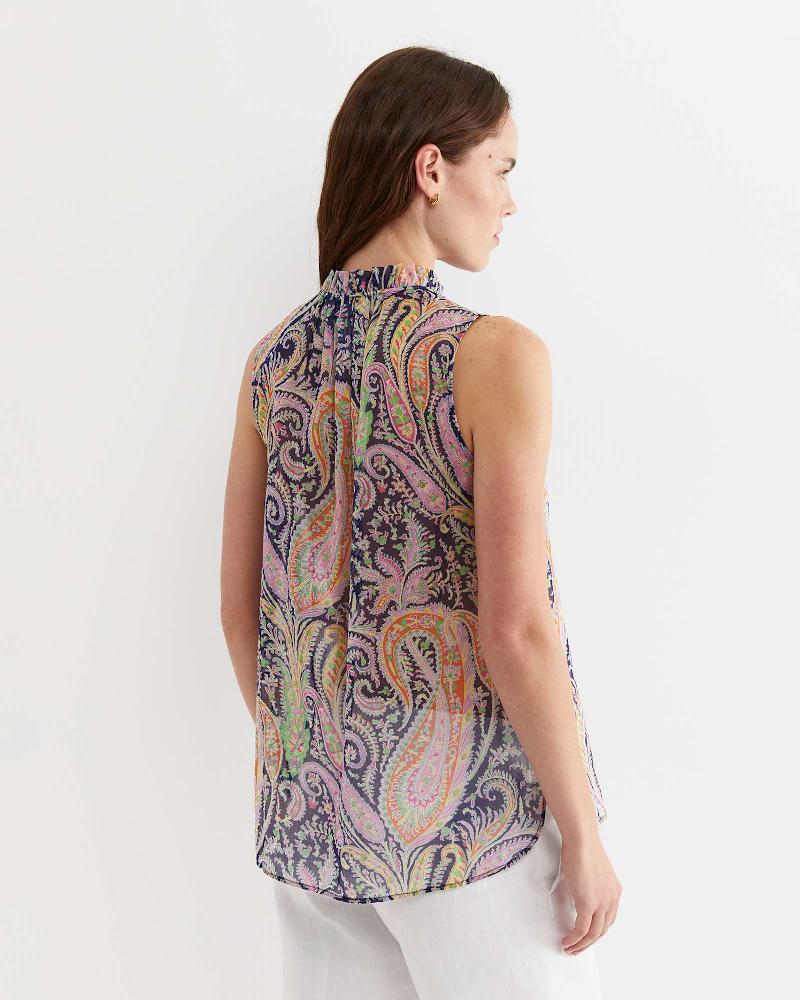 Florence Sleeveless Liberty Blouse in NAVY MULTI