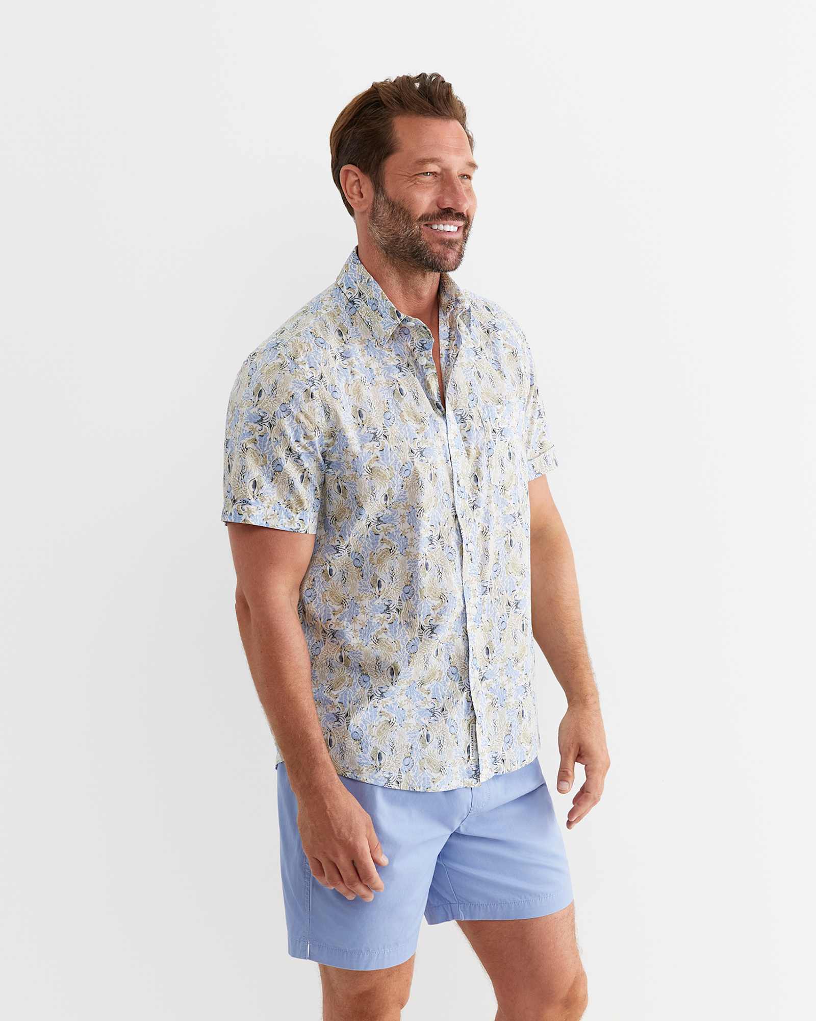 Howley Short Sleeve Cotton Shirt in WHITE/MULTI