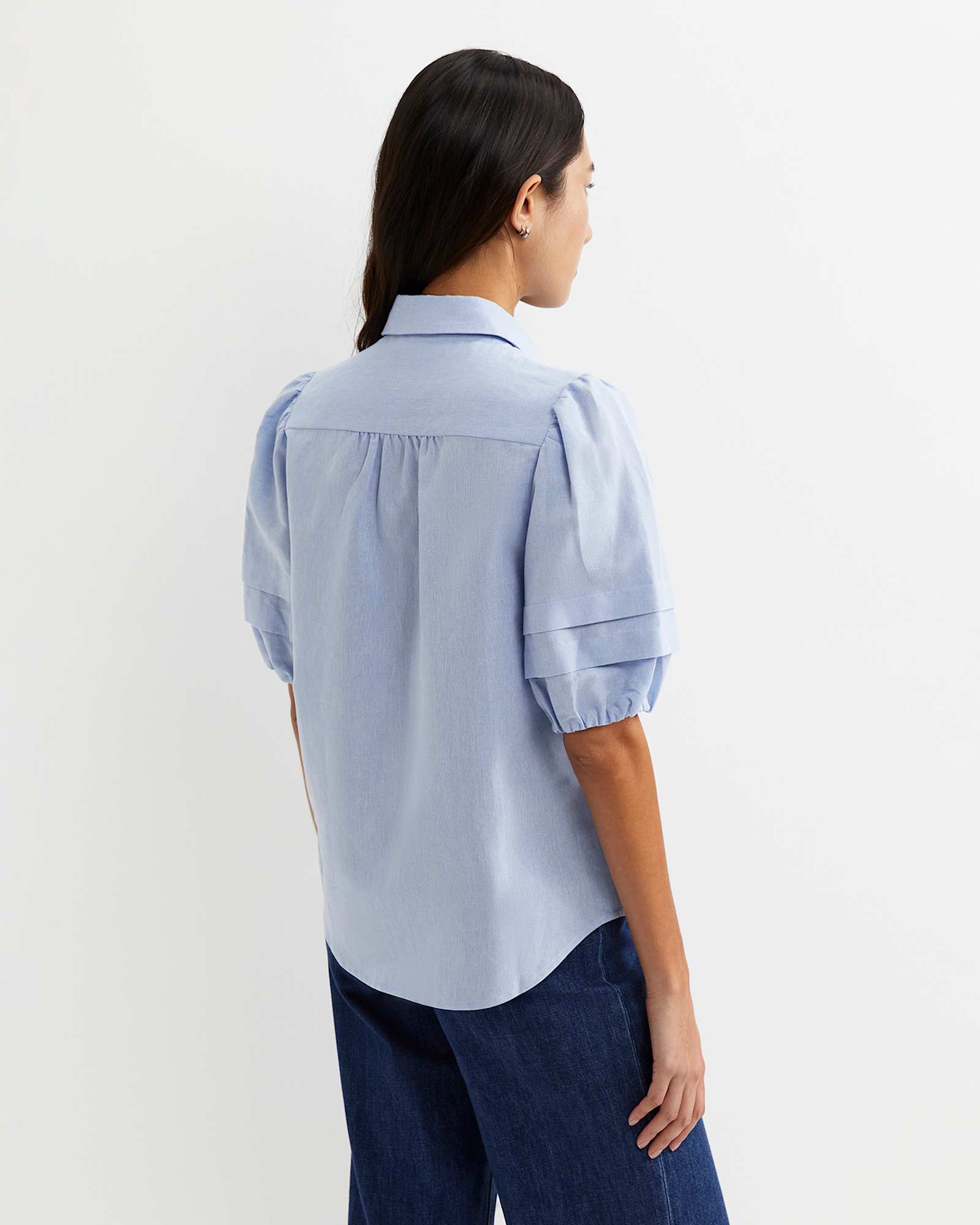 Lillian Lantern Sleeve Blouse in PALE BLUE