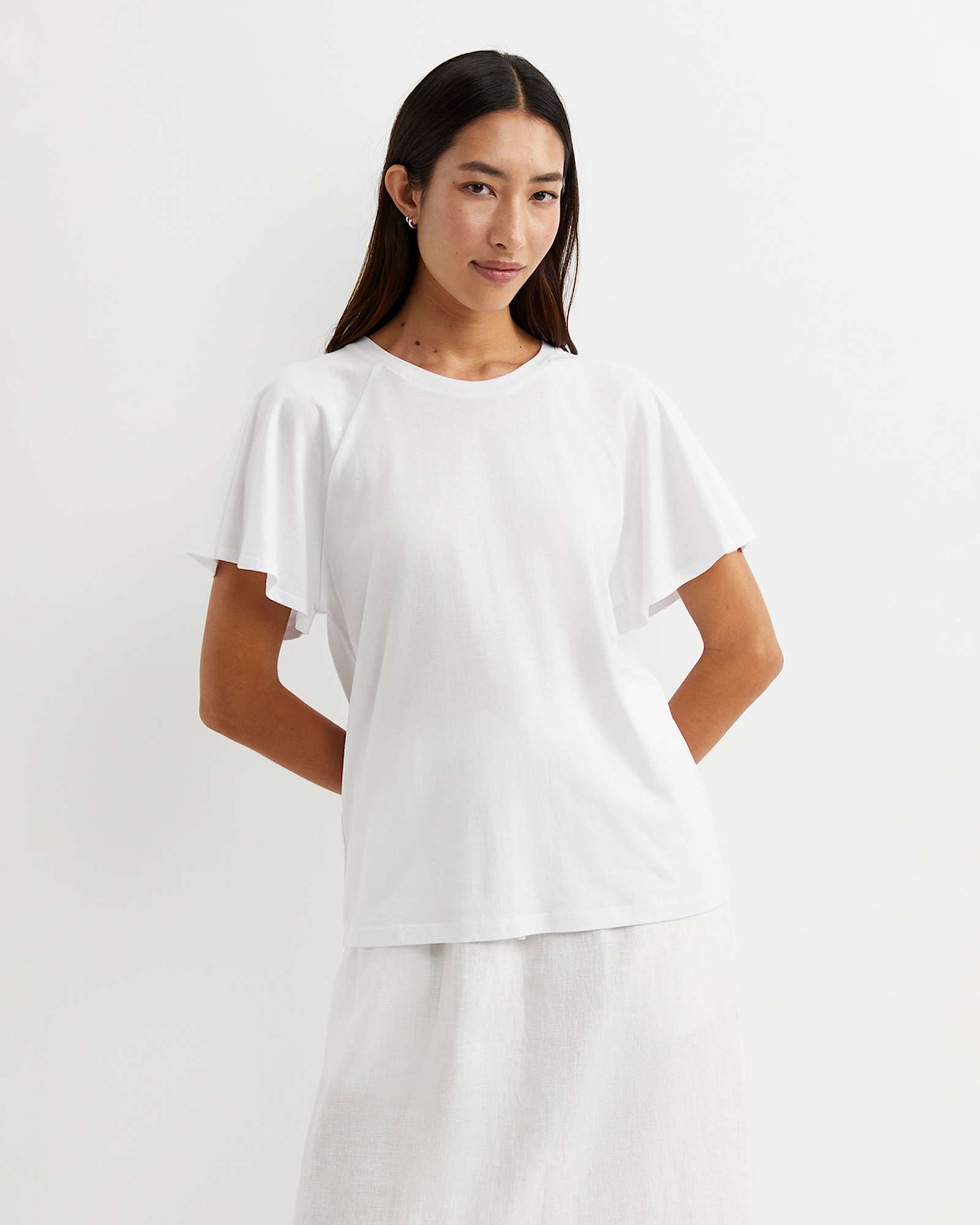 Flutter Short Sleeve Tee in WHITE