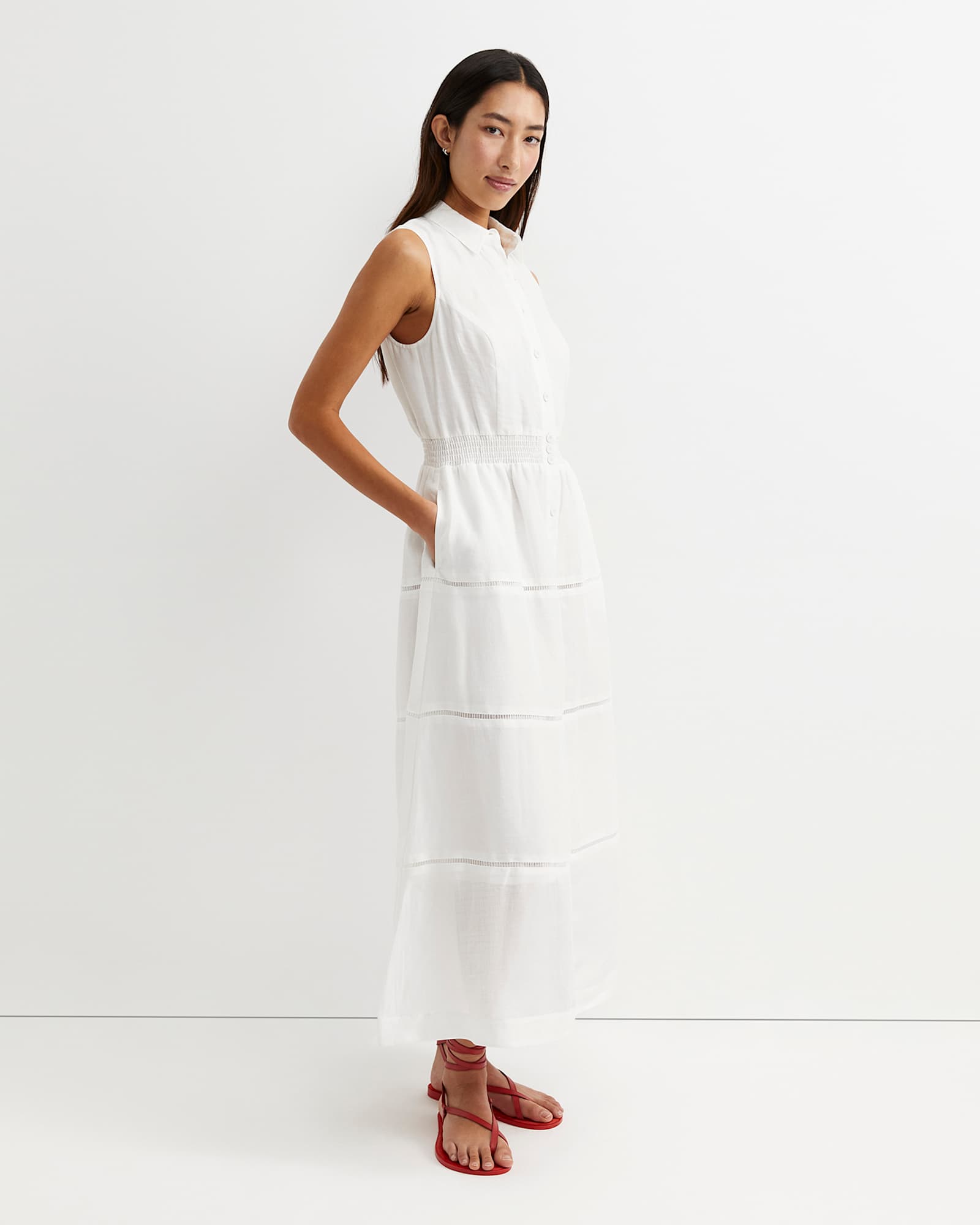 Rory Ramie Maxi Dress in WHITE