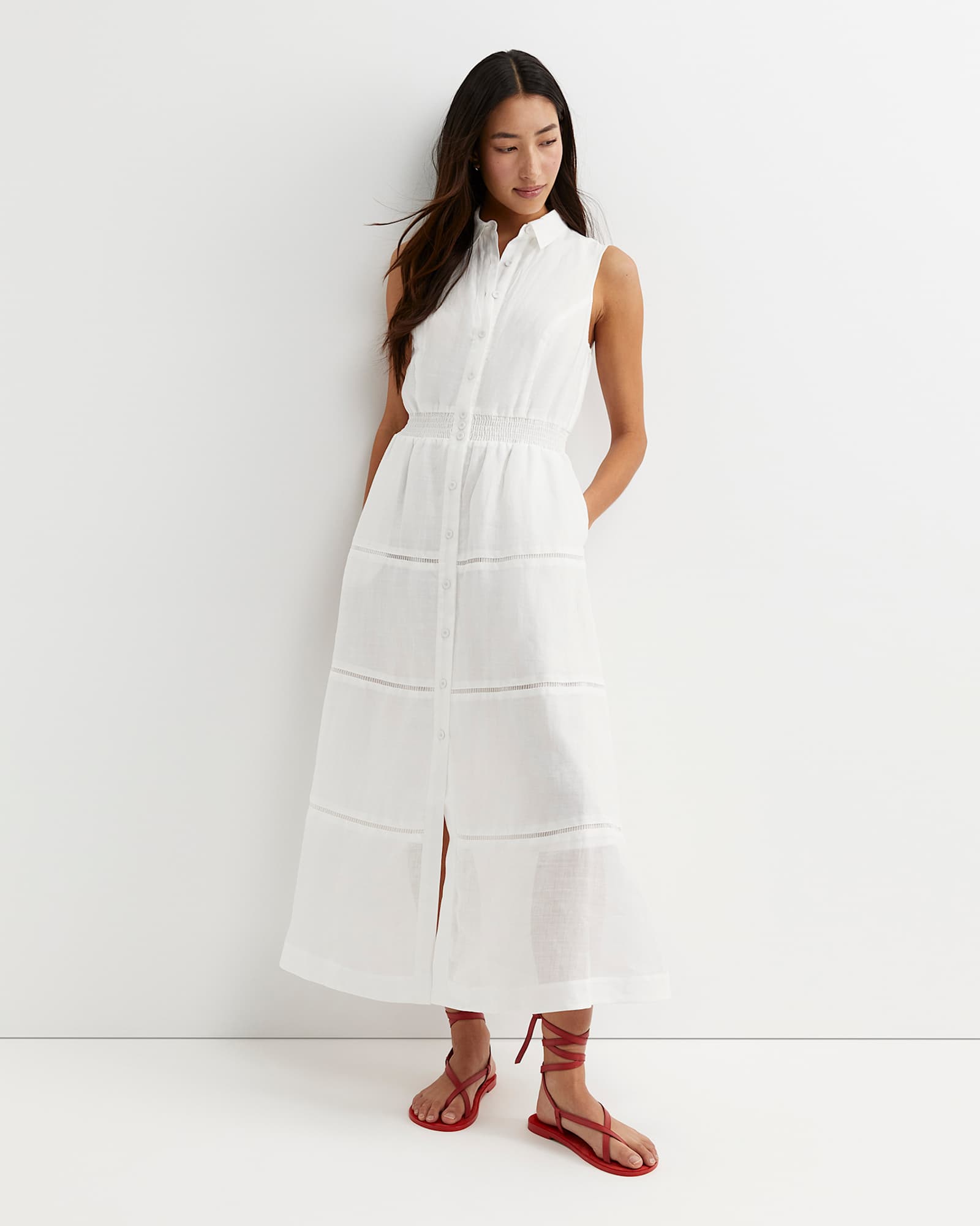 Rory Ramie Maxi Dress in WHITE