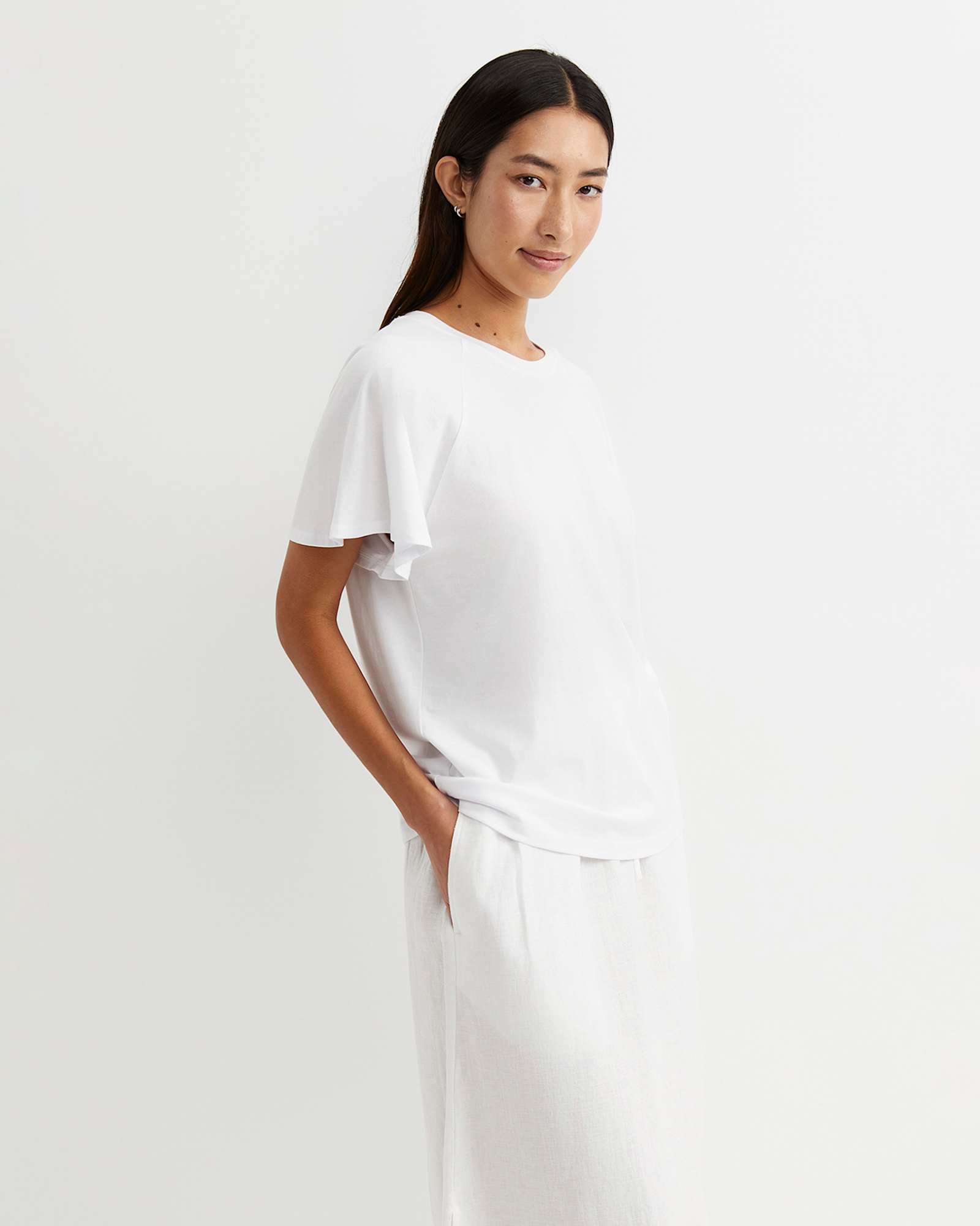 Flutter Short Sleeve Tee in WHITE
