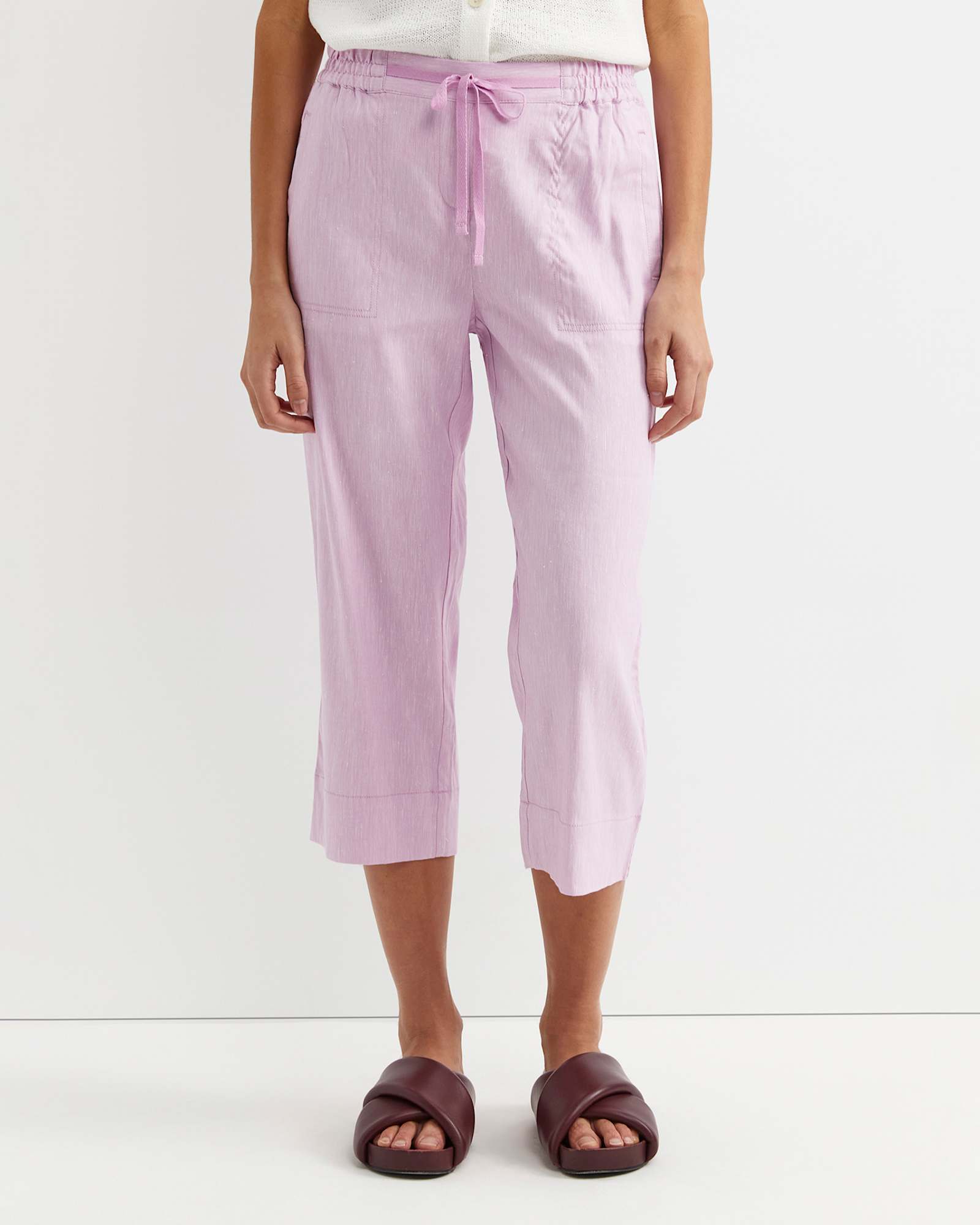 Rosa Crop Linen Pant in ORCHID