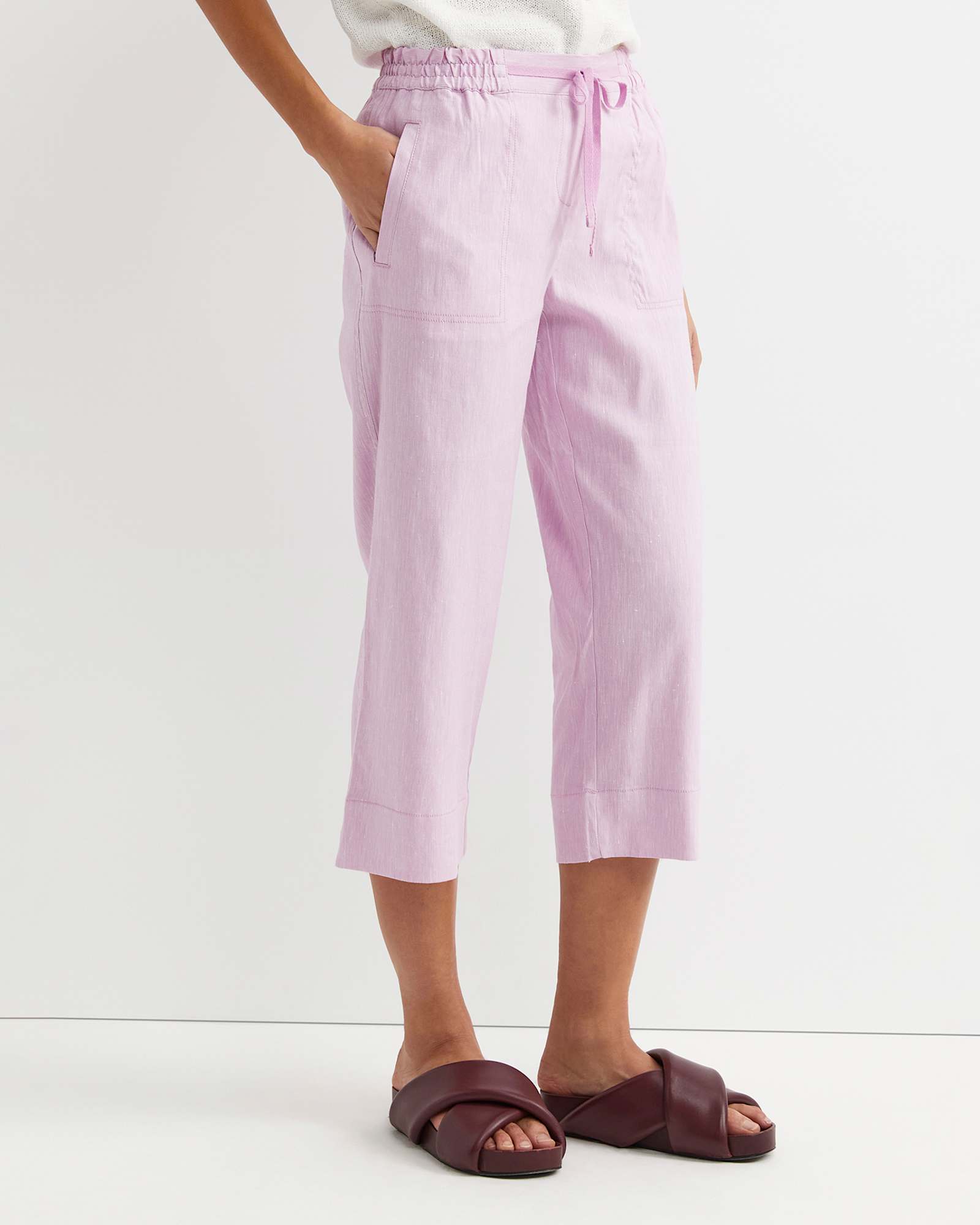 Rosa Crop Linen Pant in ORCHID
