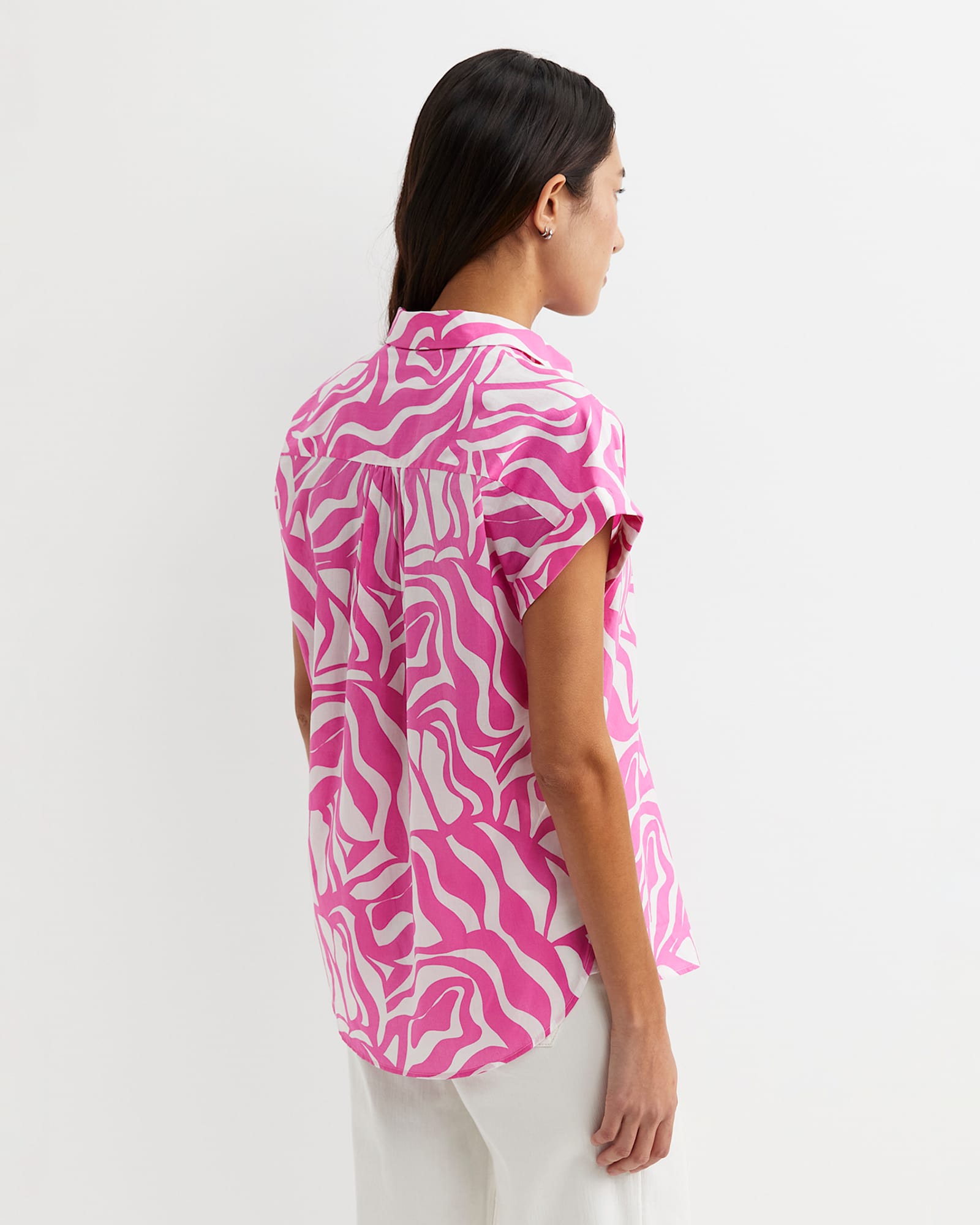 Zola Short Sleeve Lily Voile Shirt in PINK/WHITE