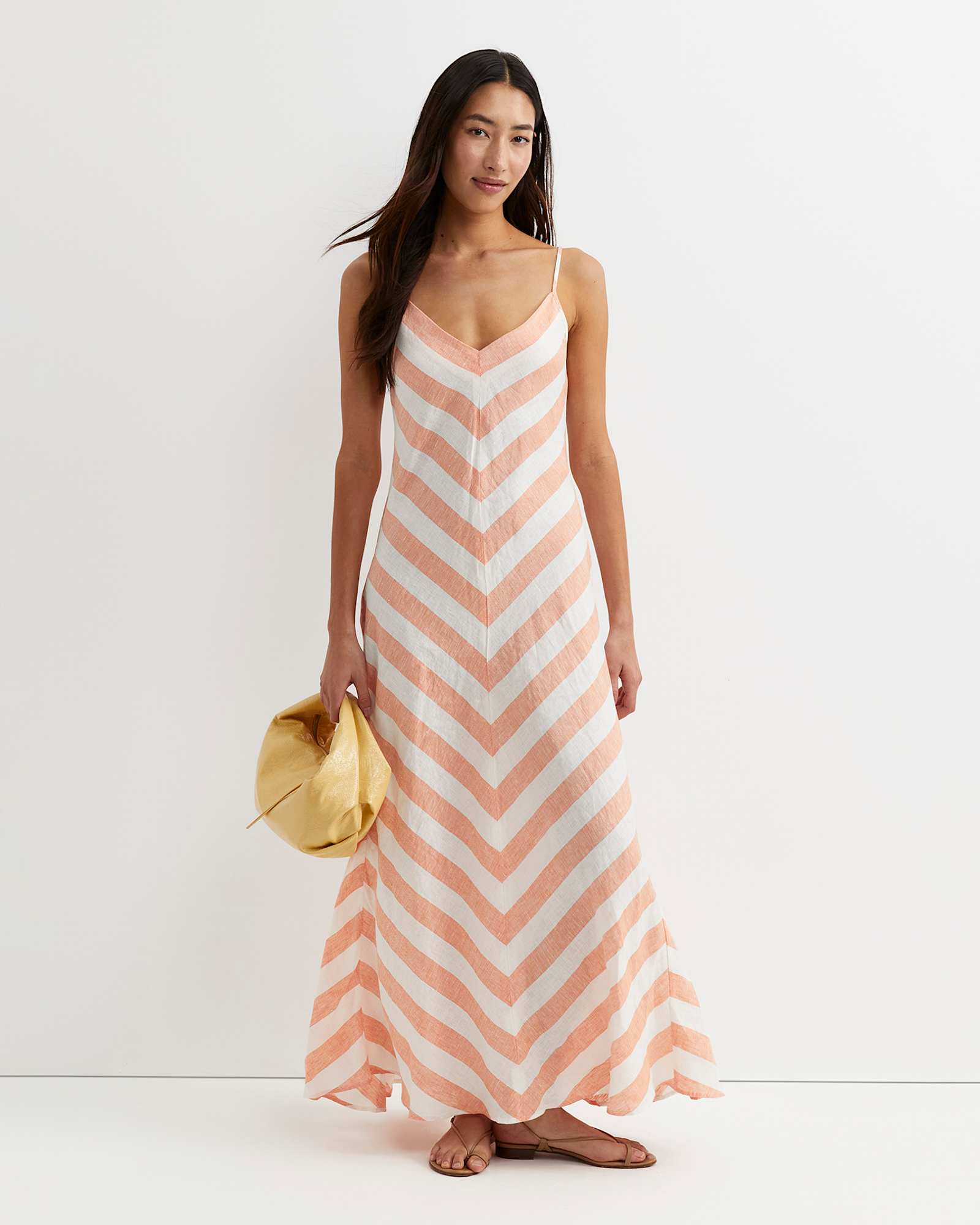 Callie Stripe Slip Dress in ORANGE/WHITE