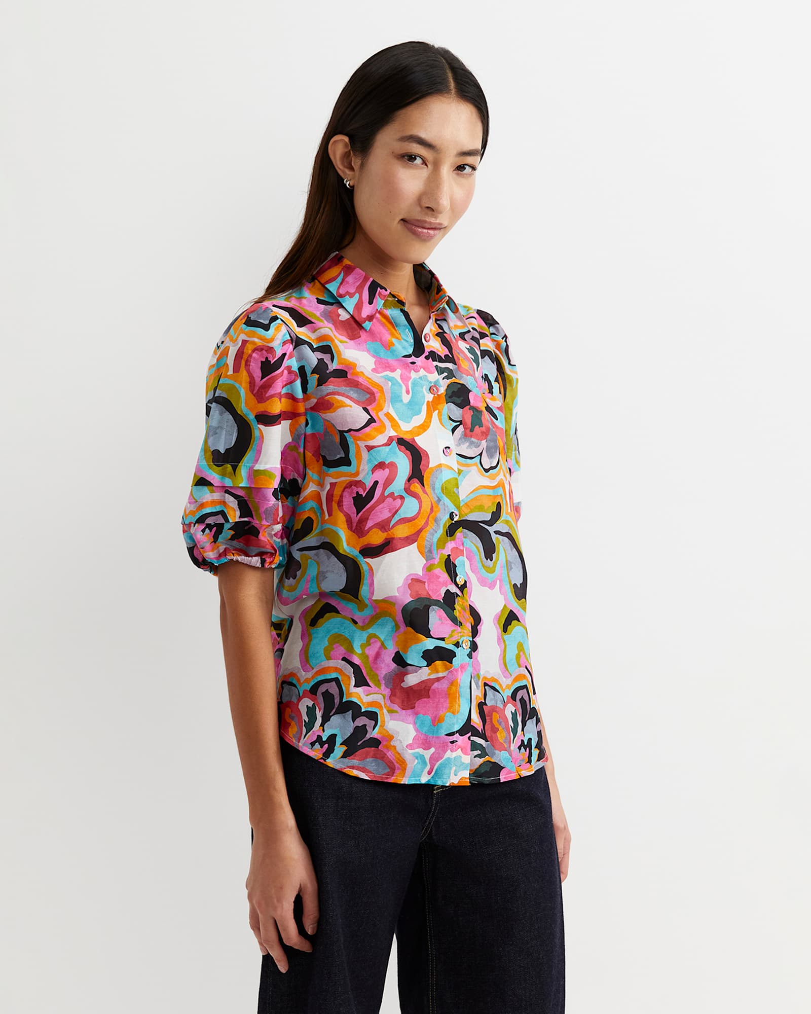 Fiola Lantern Sleeve Blouse in MULTI