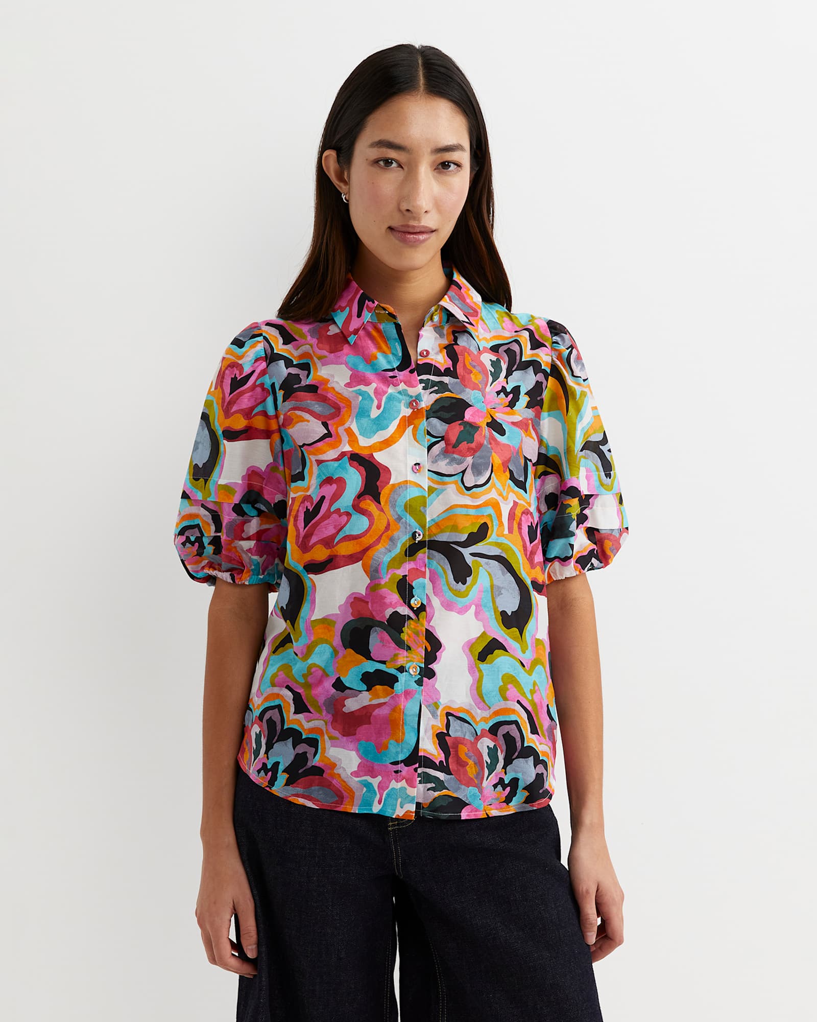 Fiola Lantern Sleeve Blouse in MULTI