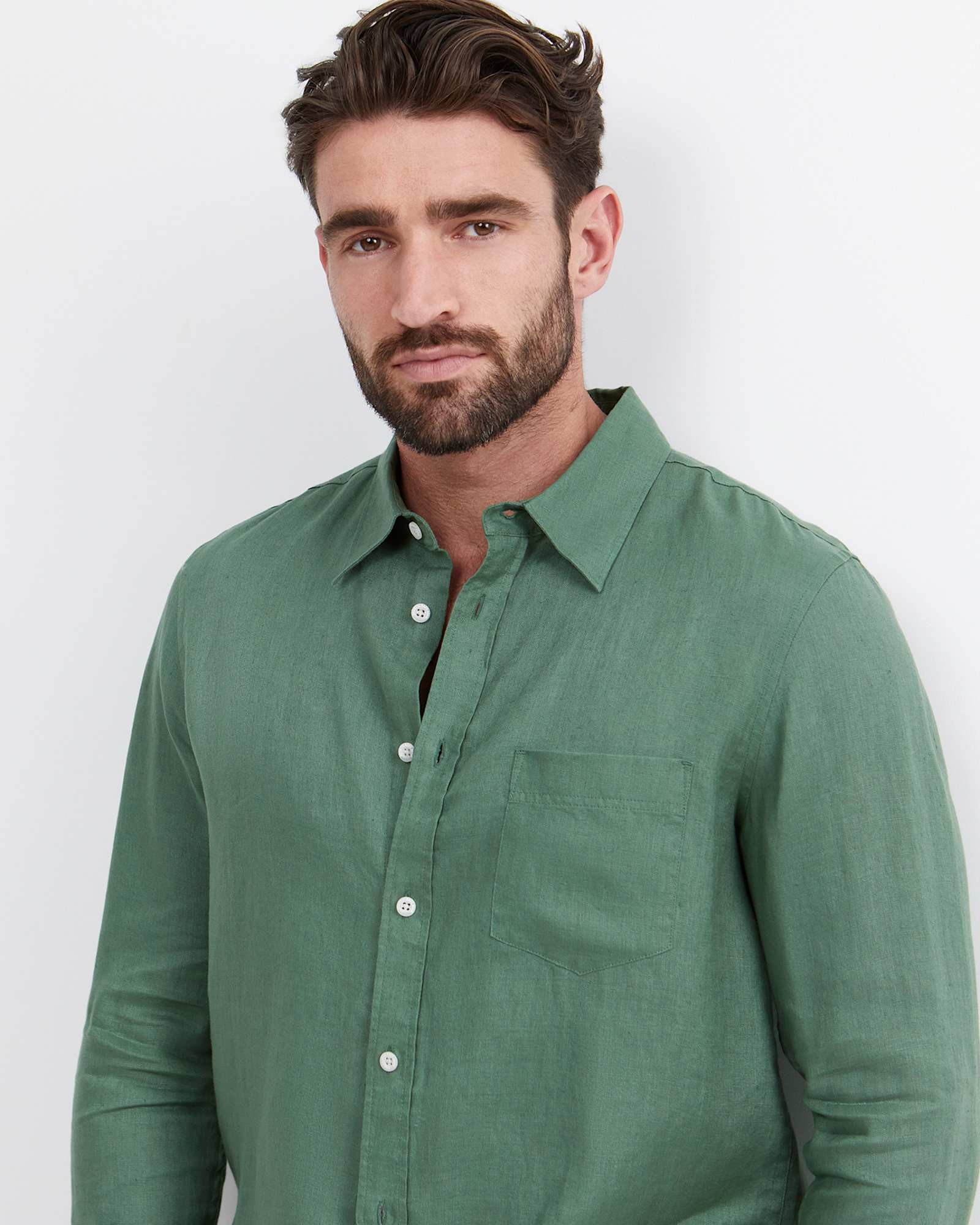 Long Sleeve Linen Shirt in ELM