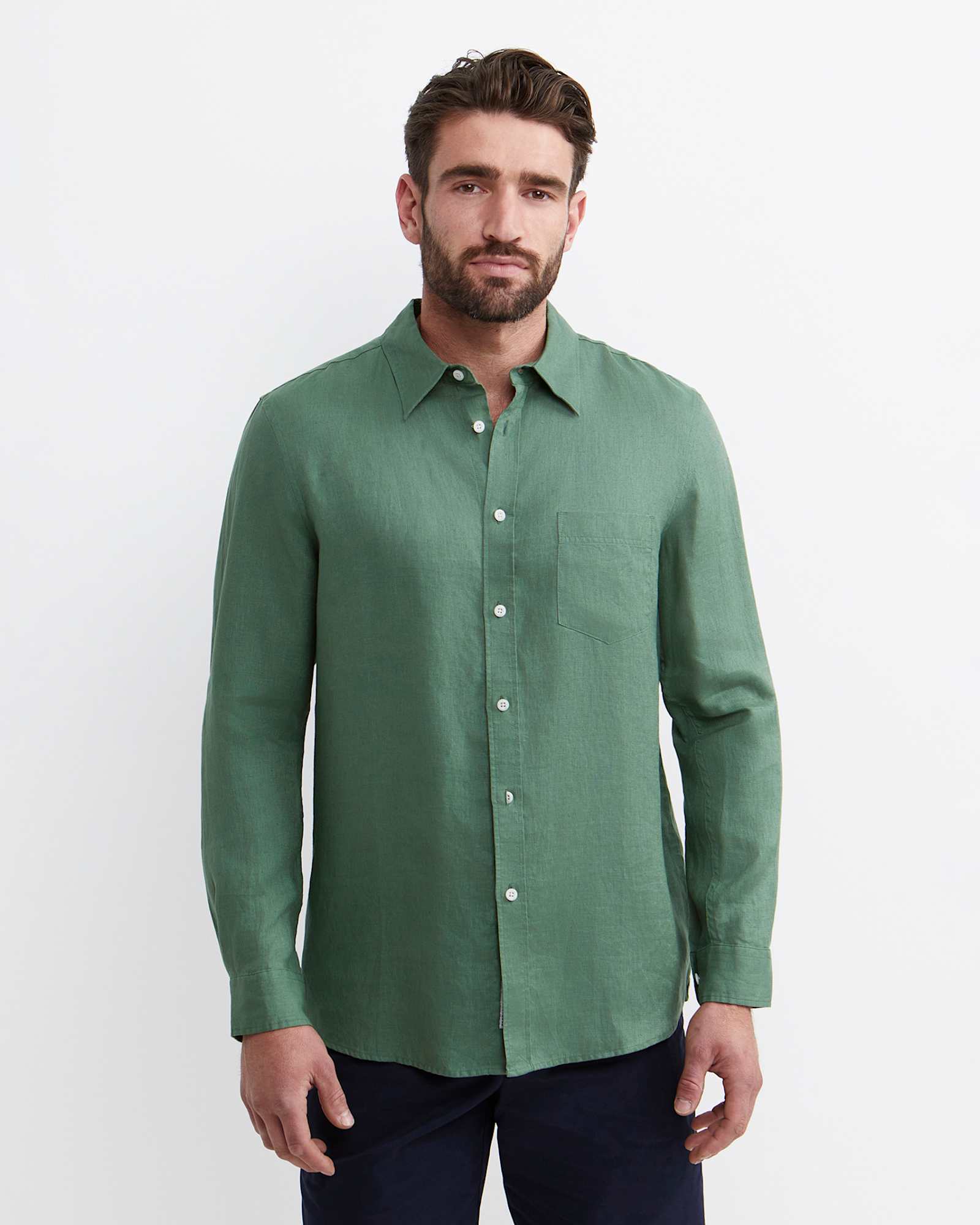Long Sleeve Linen Shirt in ELM
