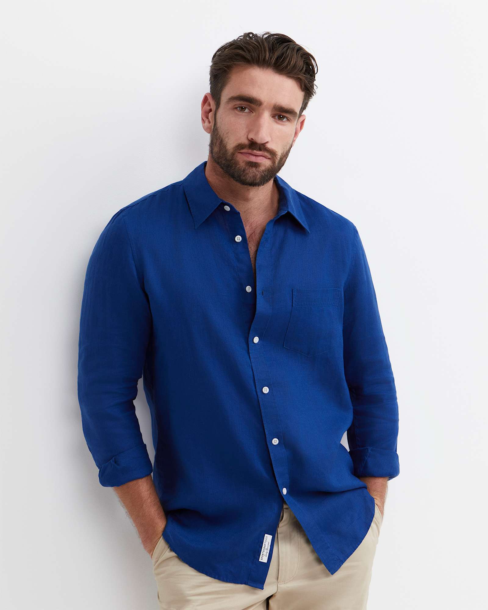 Long Sleeve Linen Shirt in LAPIS