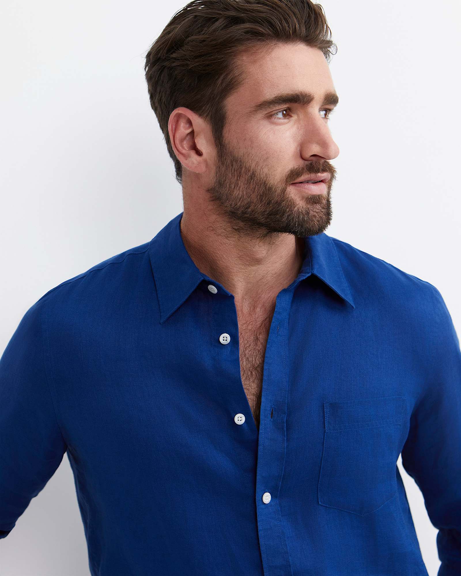 Long Sleeve Linen Shirt in LAPIS