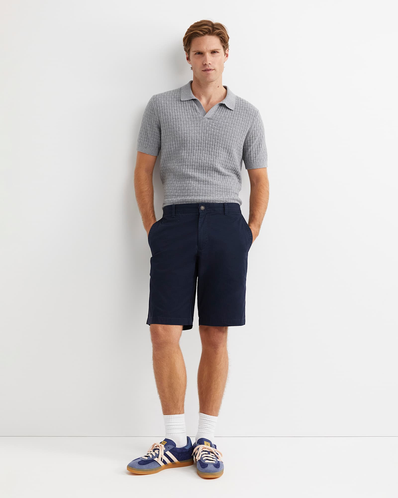 Bryant Knitted Polo in GREY MELANGE