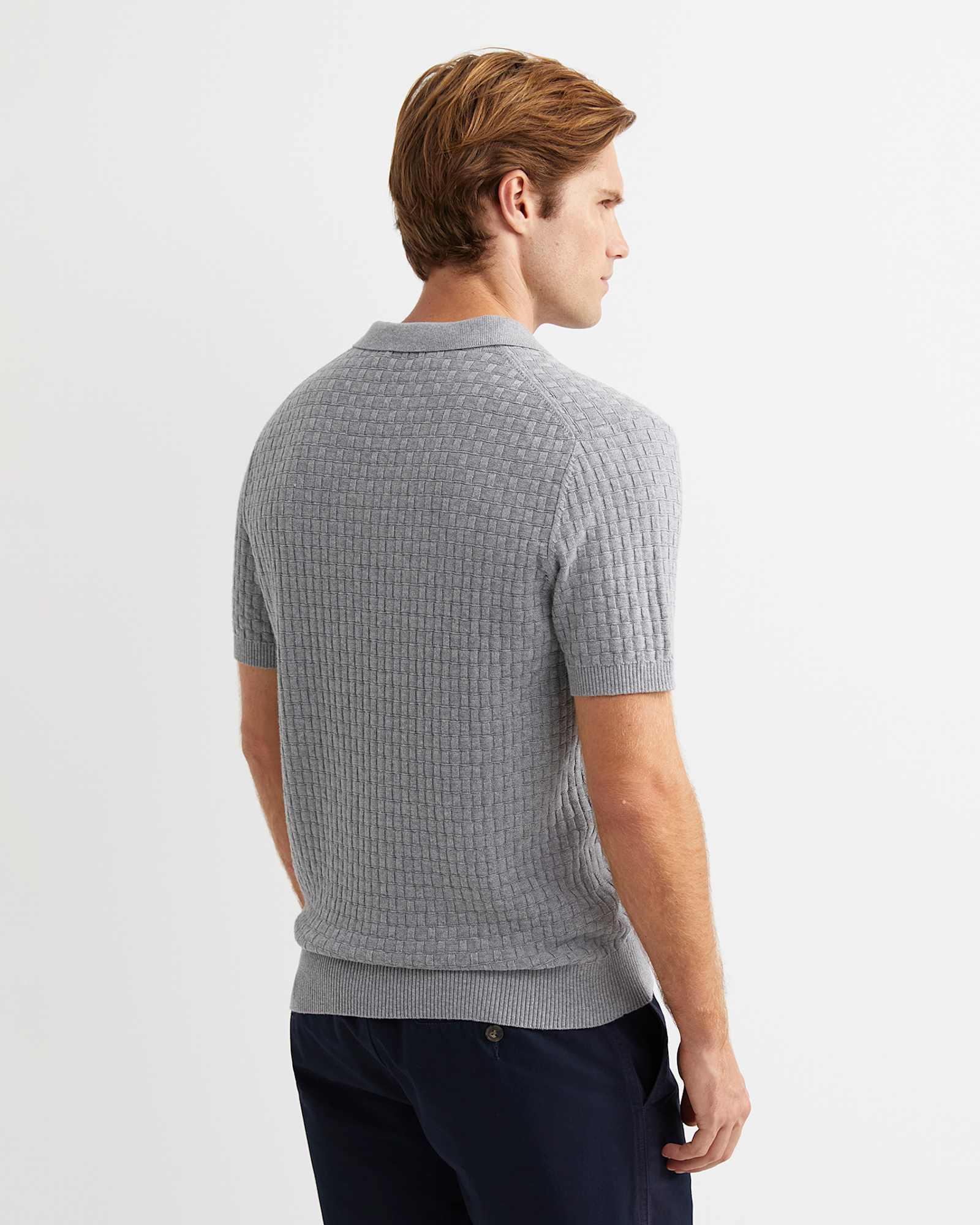 Bryant Knitted Polo in GREY MELANGE