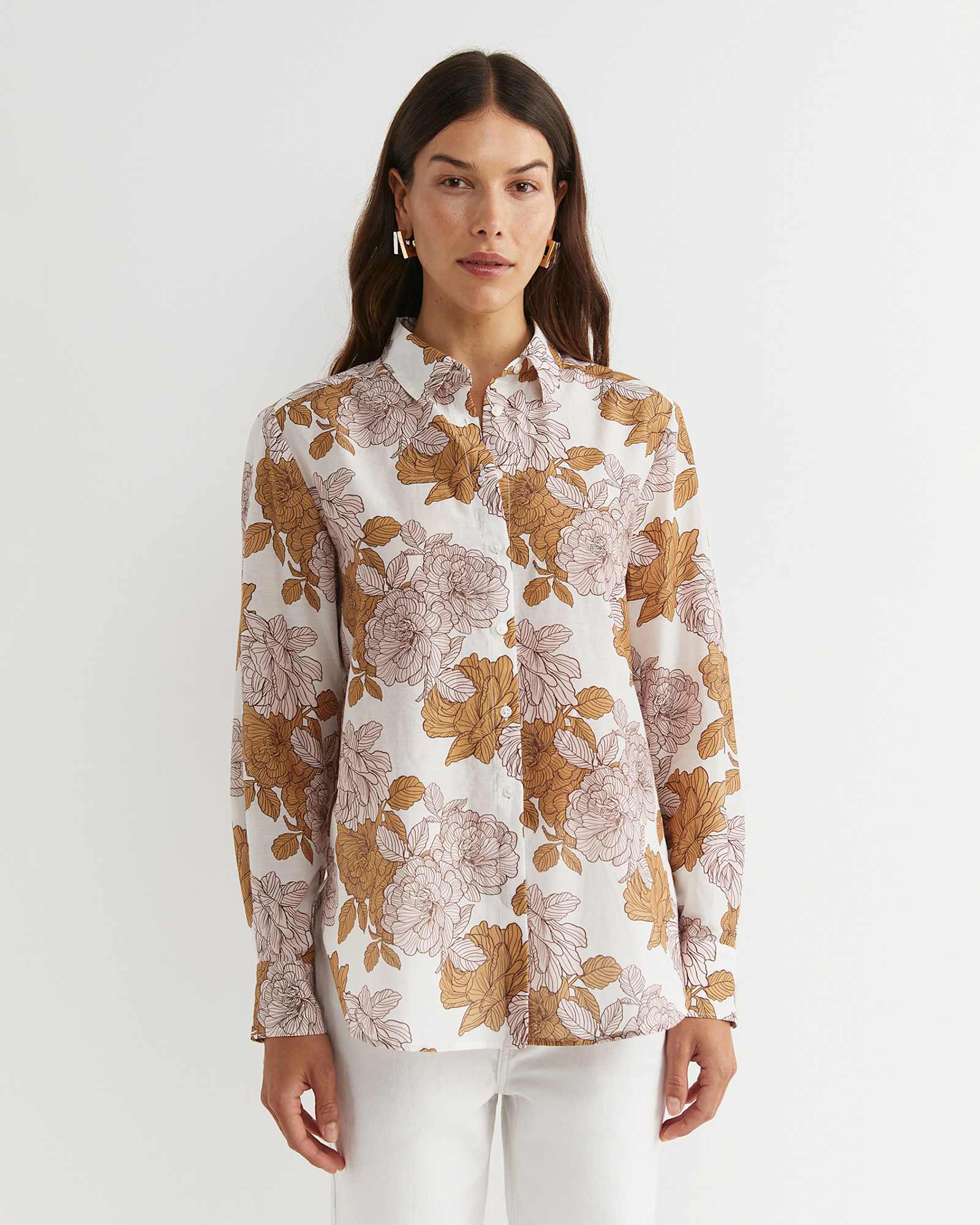 Miranda Cotton Silk Shirt in TAN
