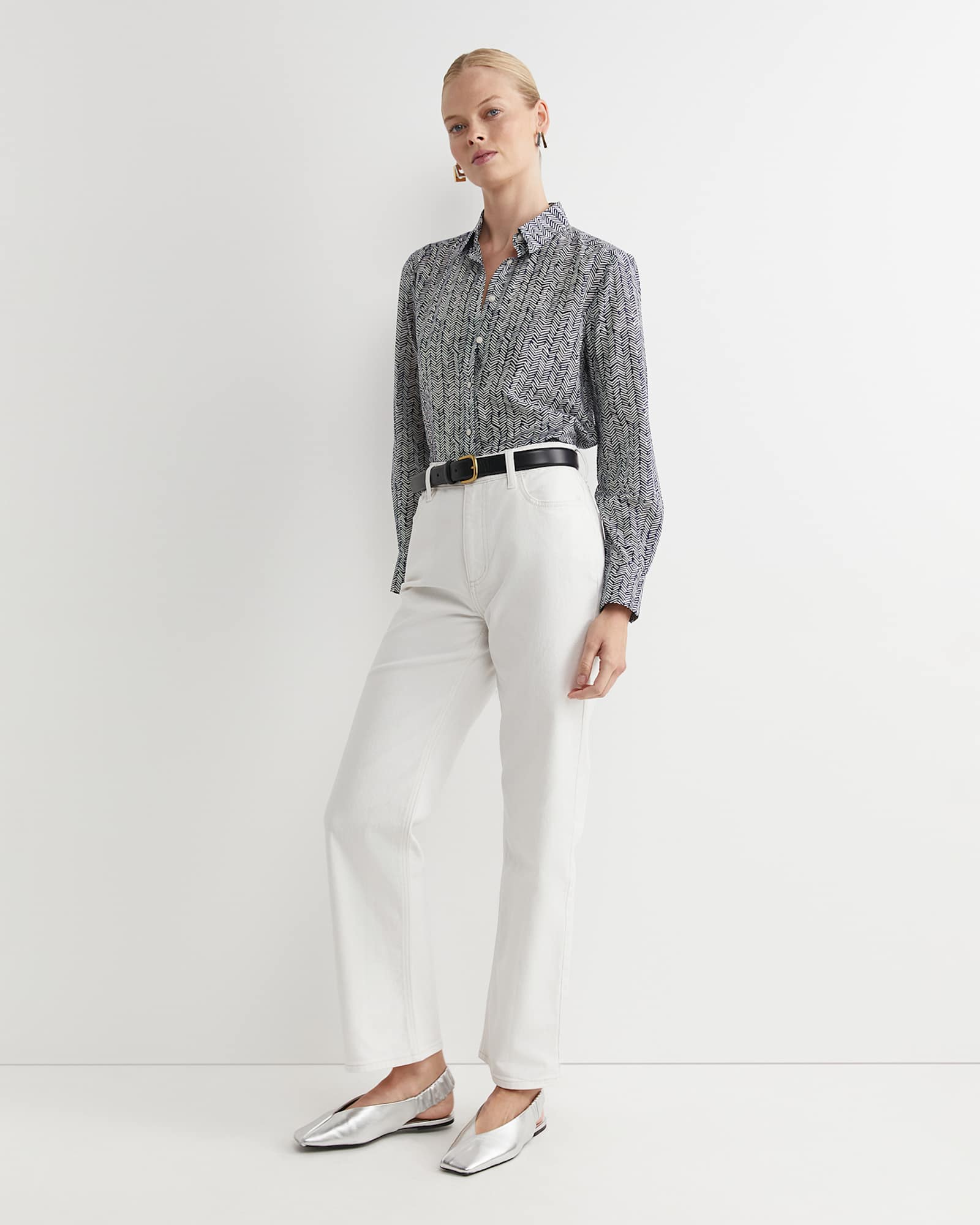 Harriet Cotton Silk Shirt in NAVY MULTI