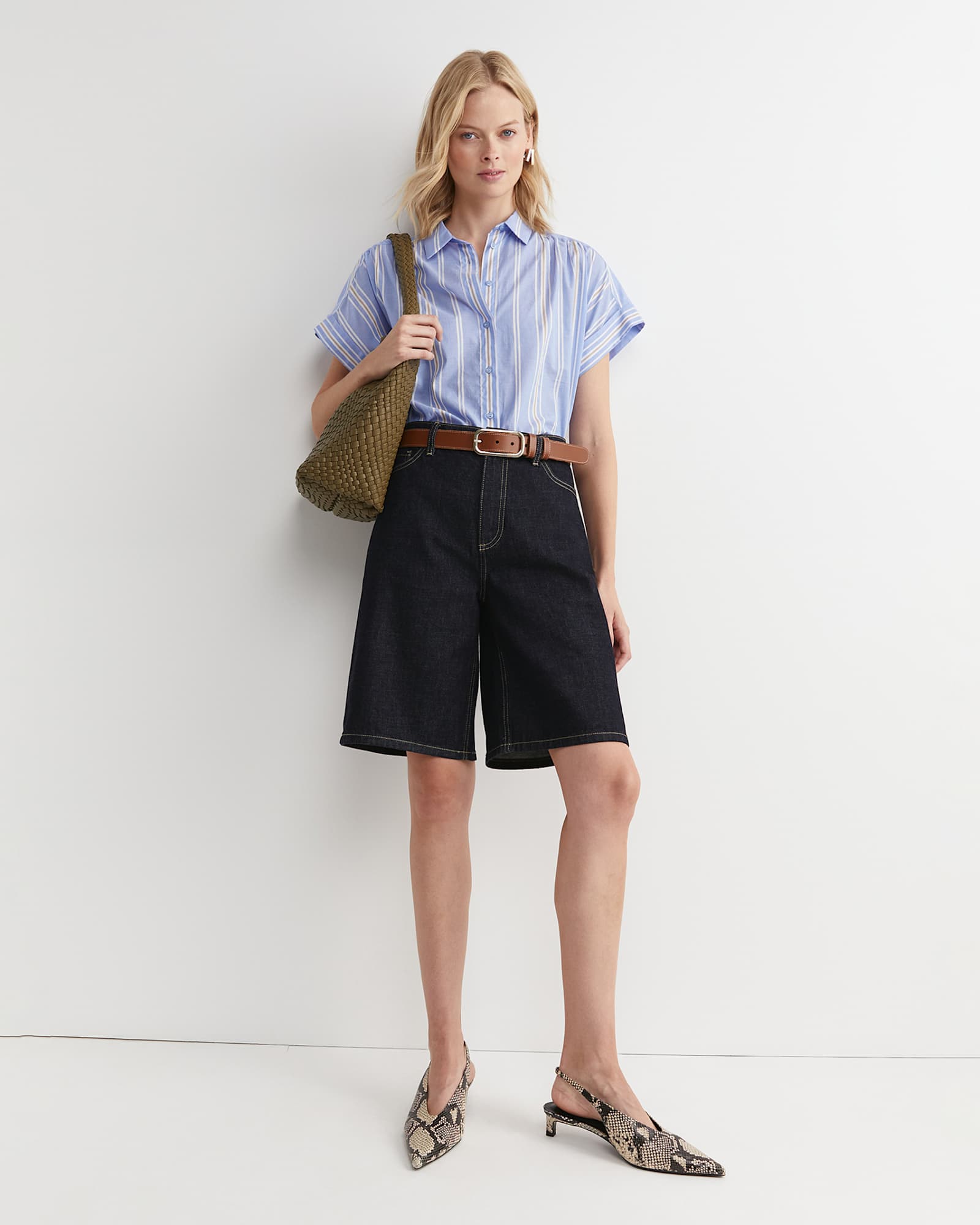 Lacey Ladder Stitch Shirt in BLUE MULTI