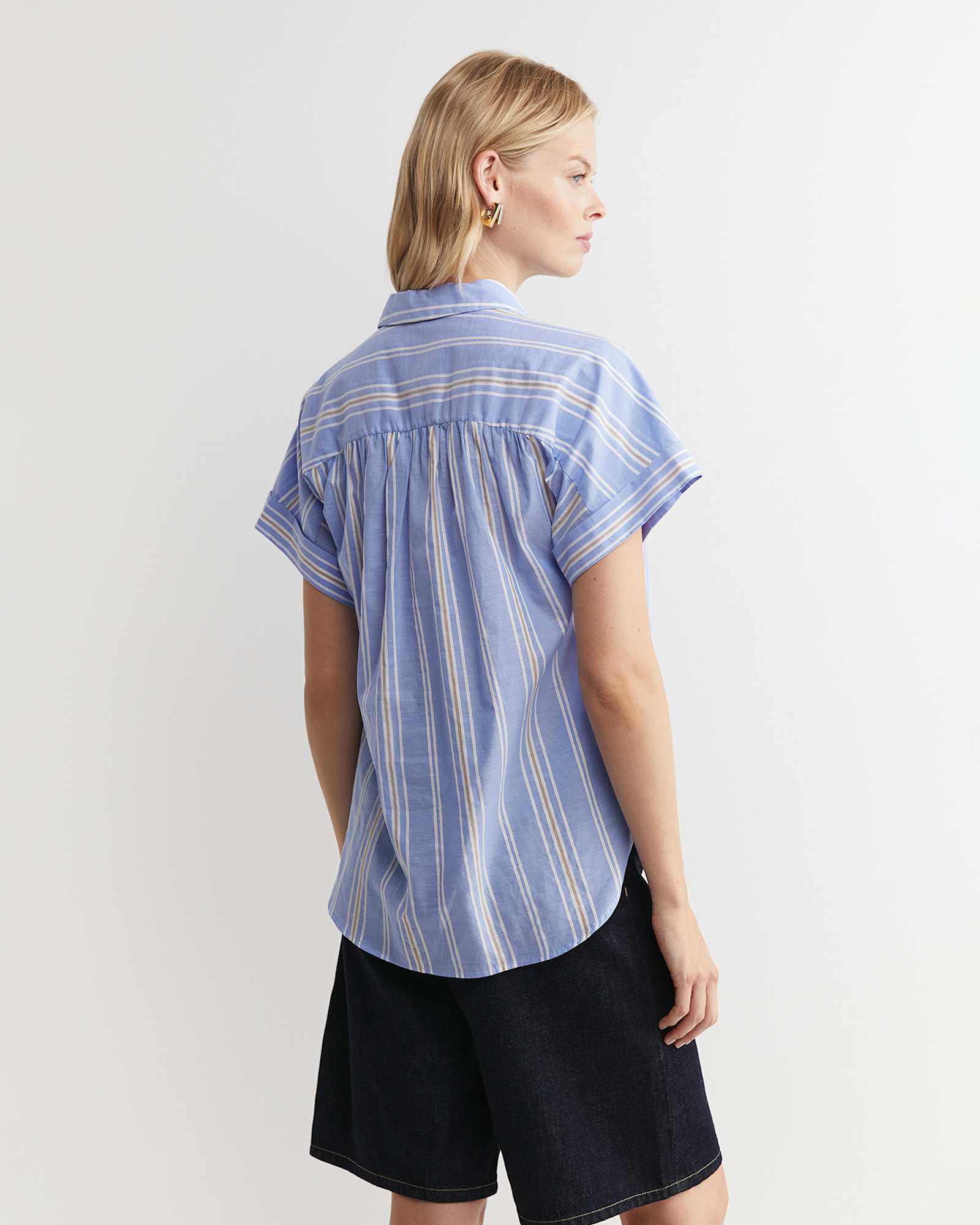 Lacey Ladder Stitch Shirt in BLUE MULTI