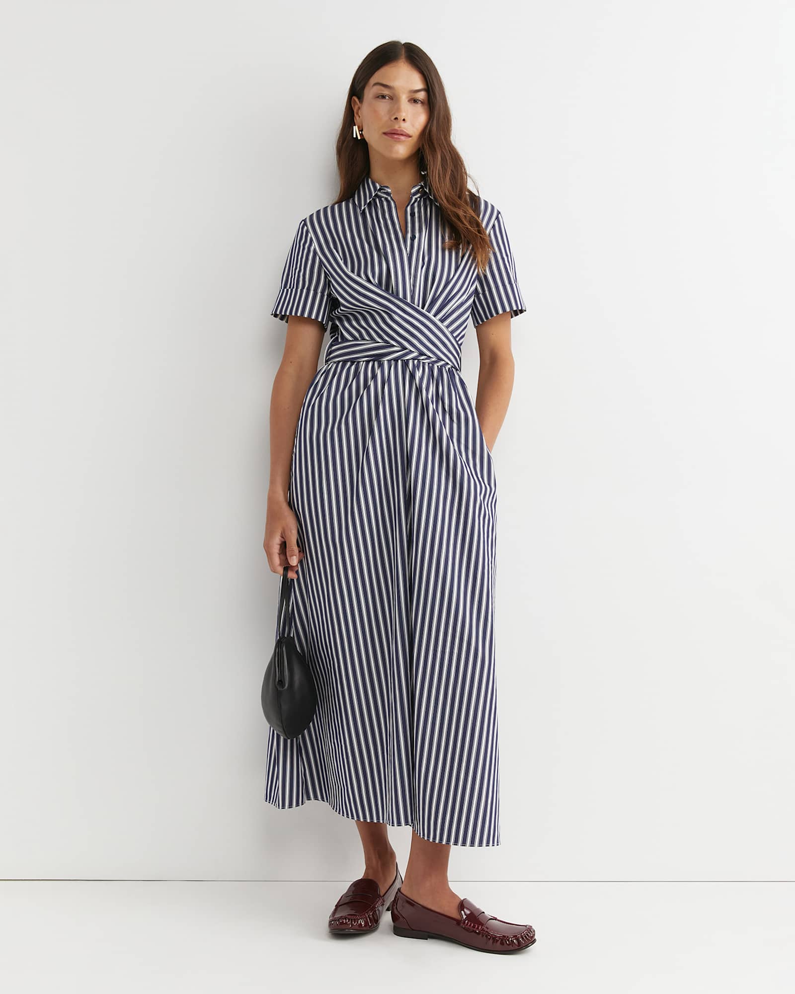 Etta Twist Maxi Dress in NAVY/WHITE