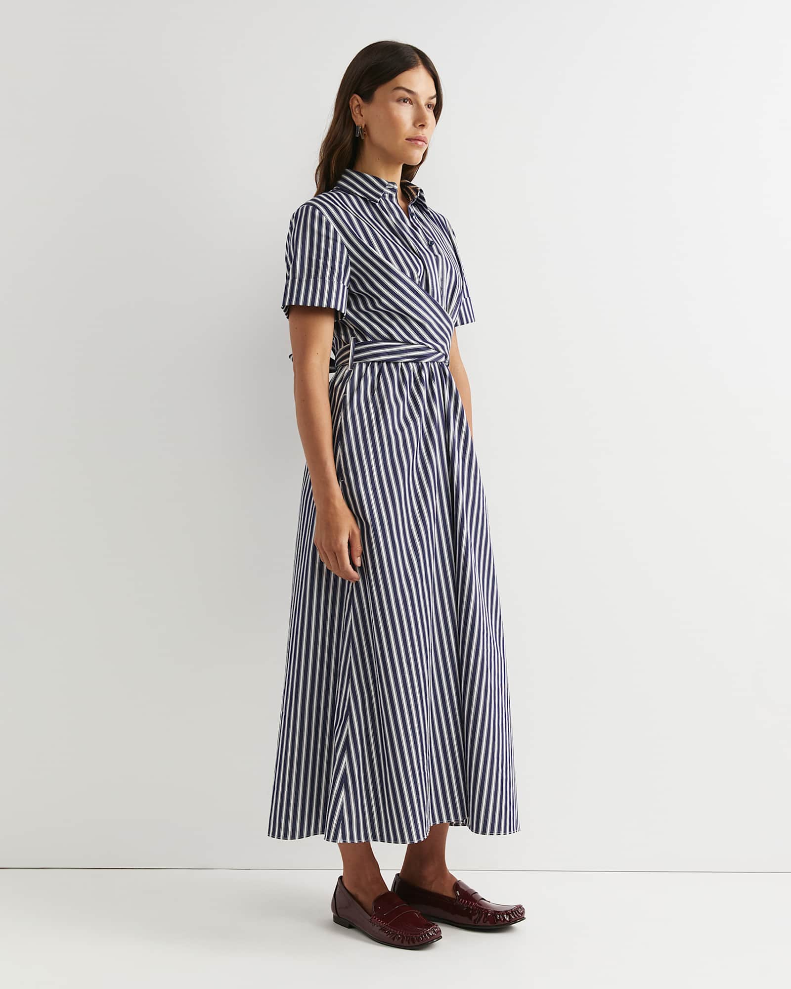 Etta Twist Maxi Dress in NAVY/WHITE
