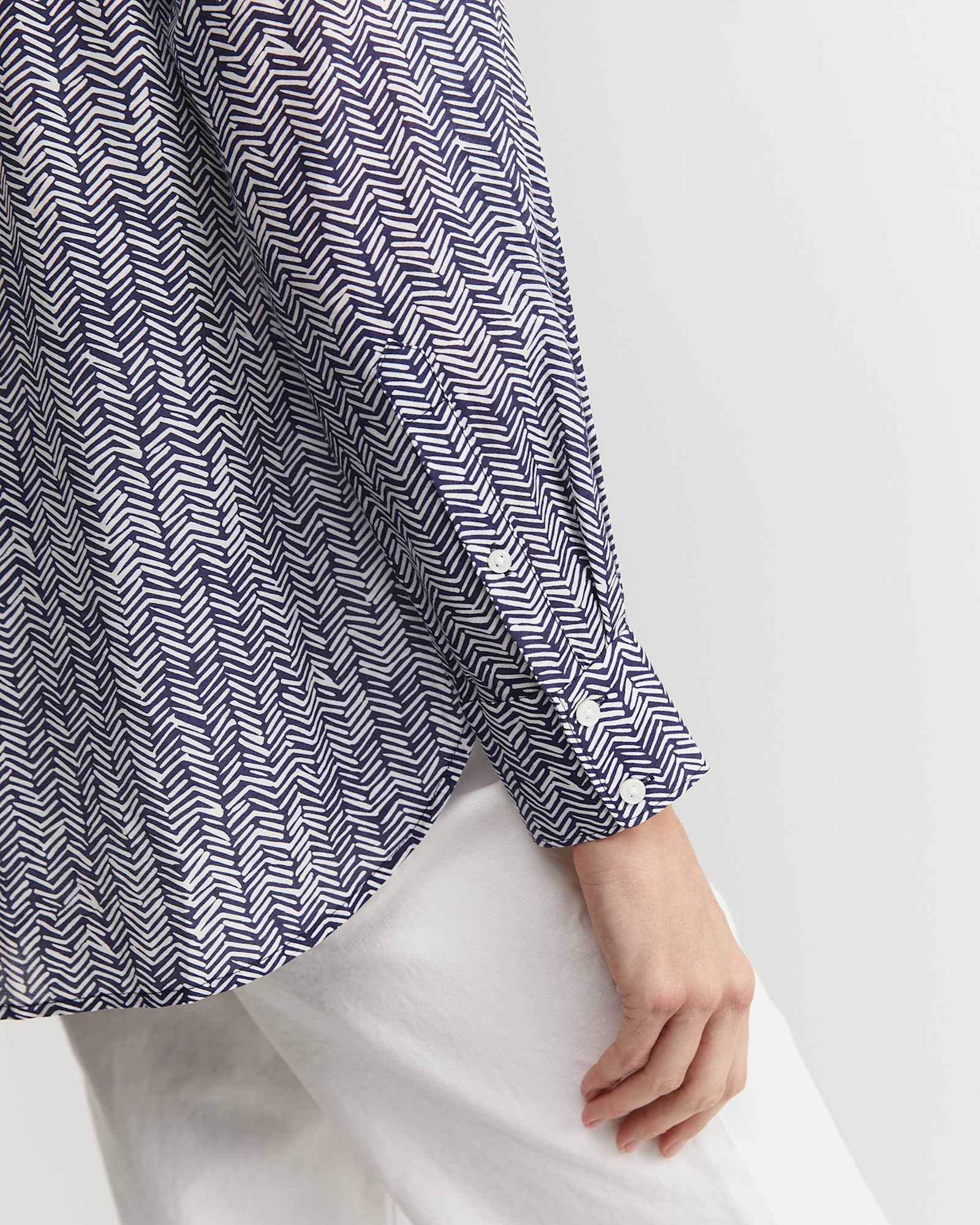 Harriet Cotton Silk Shirt in NAVY MULTI