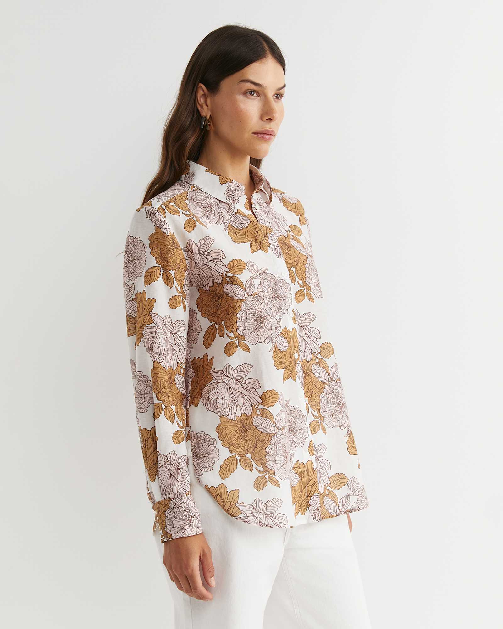 Miranda Cotton Silk Shirt in TAN