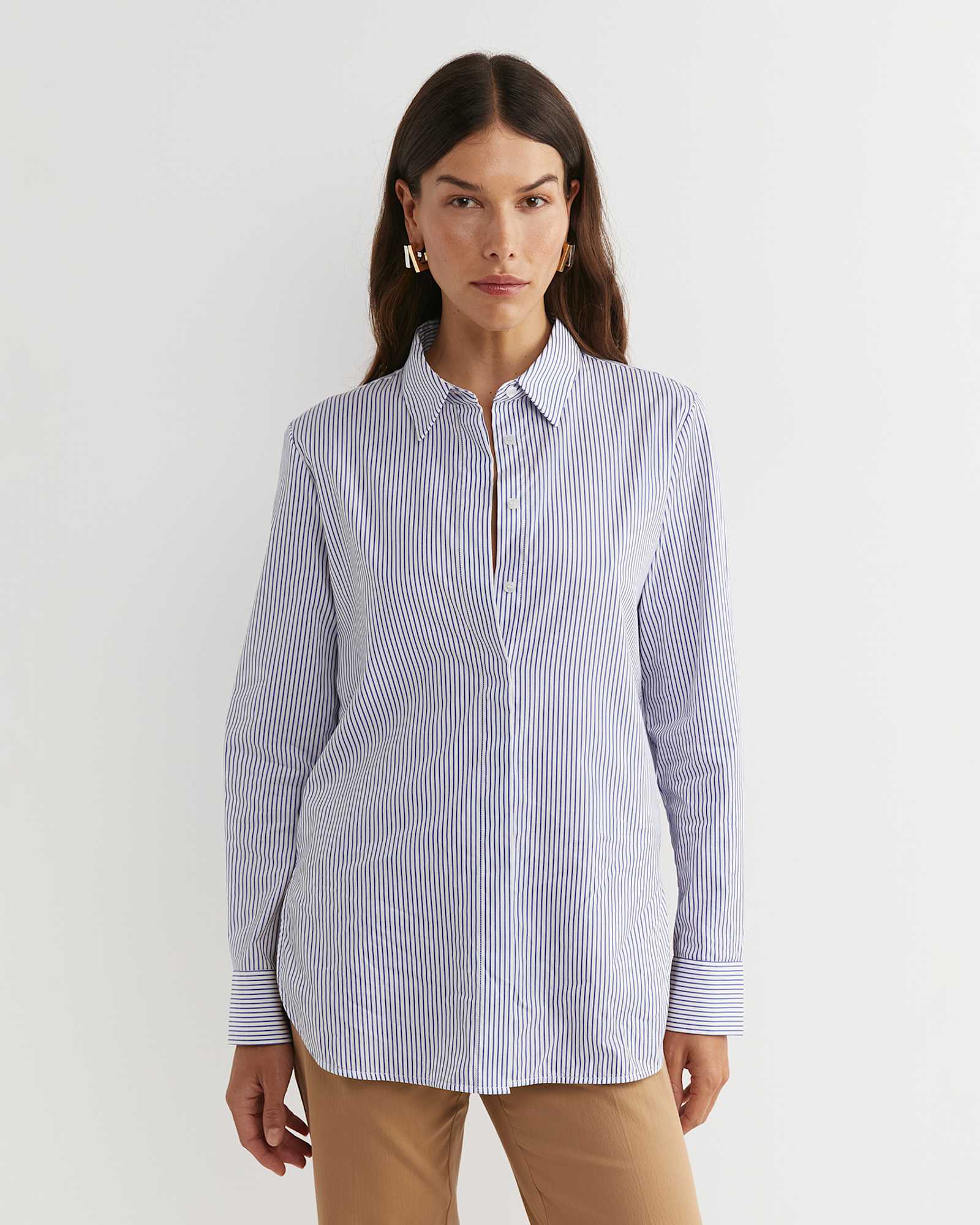 Priscilla Stripe Shirt in WHITE/BLUE