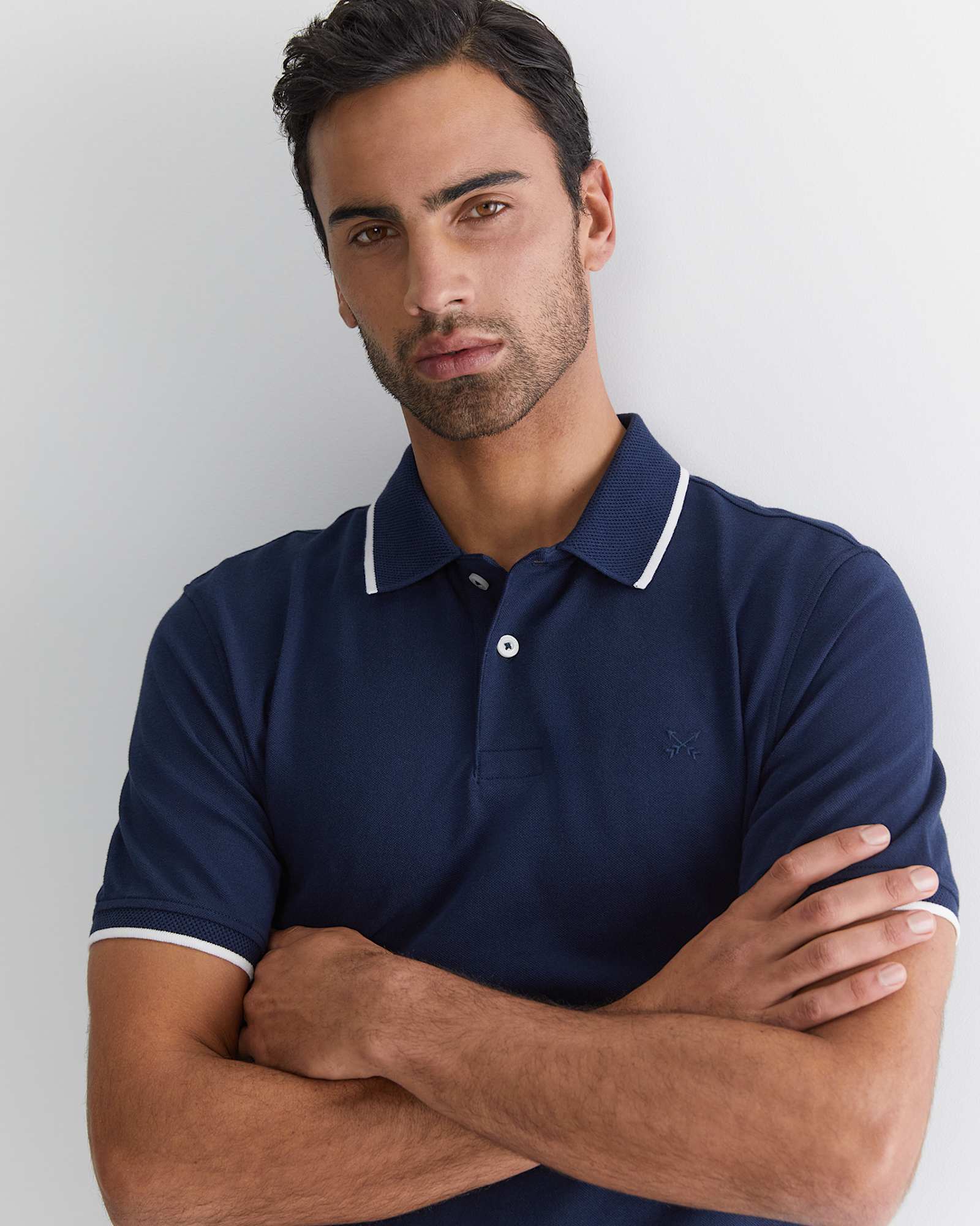 SC Tipped Pique Polo in NAVY