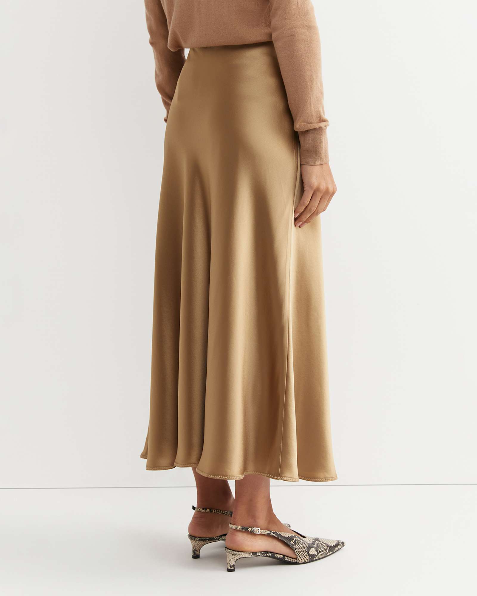 Charlotte Bias Slip Skirt in LATTE