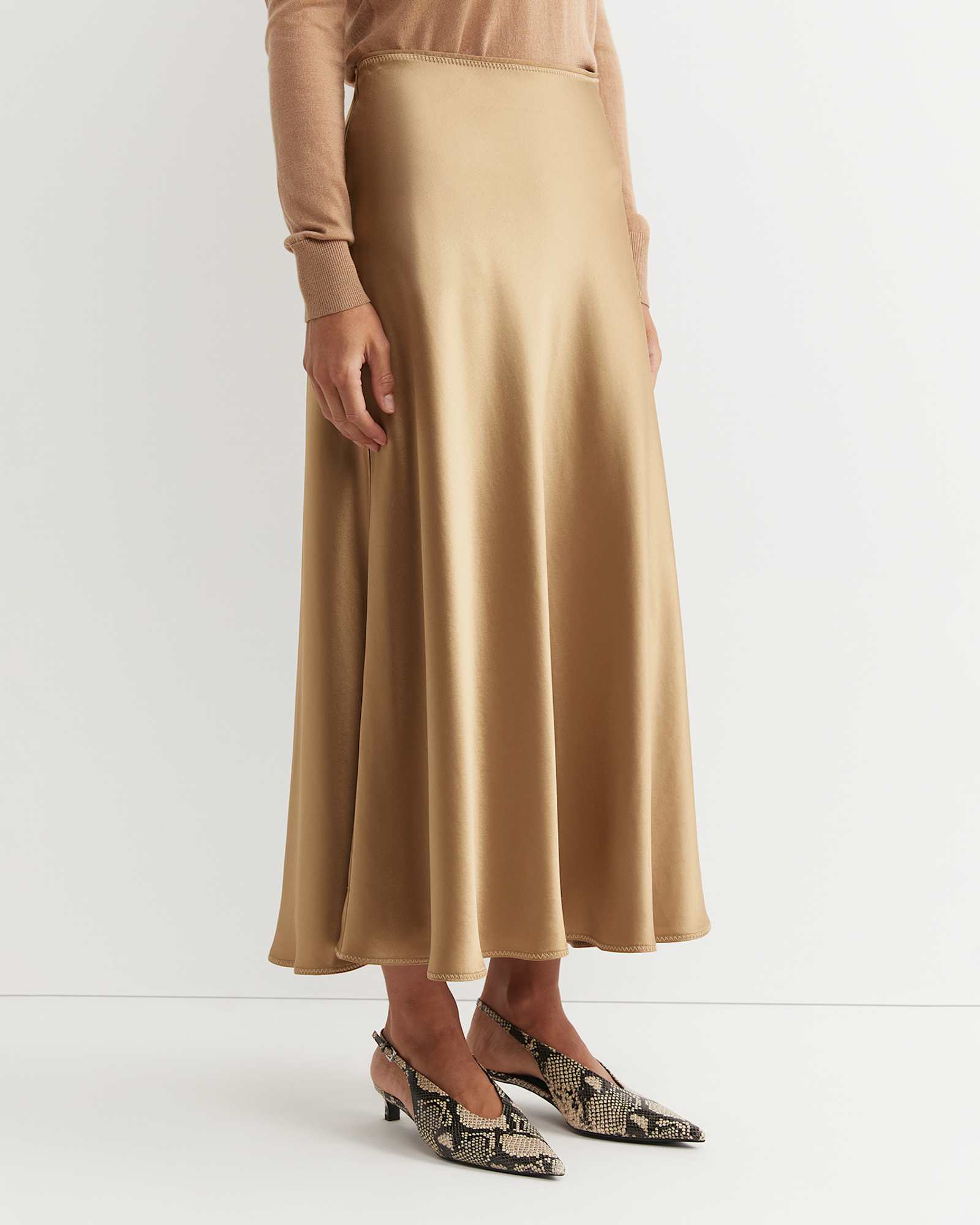 Charlotte Bias Slip Skirt in LATTE