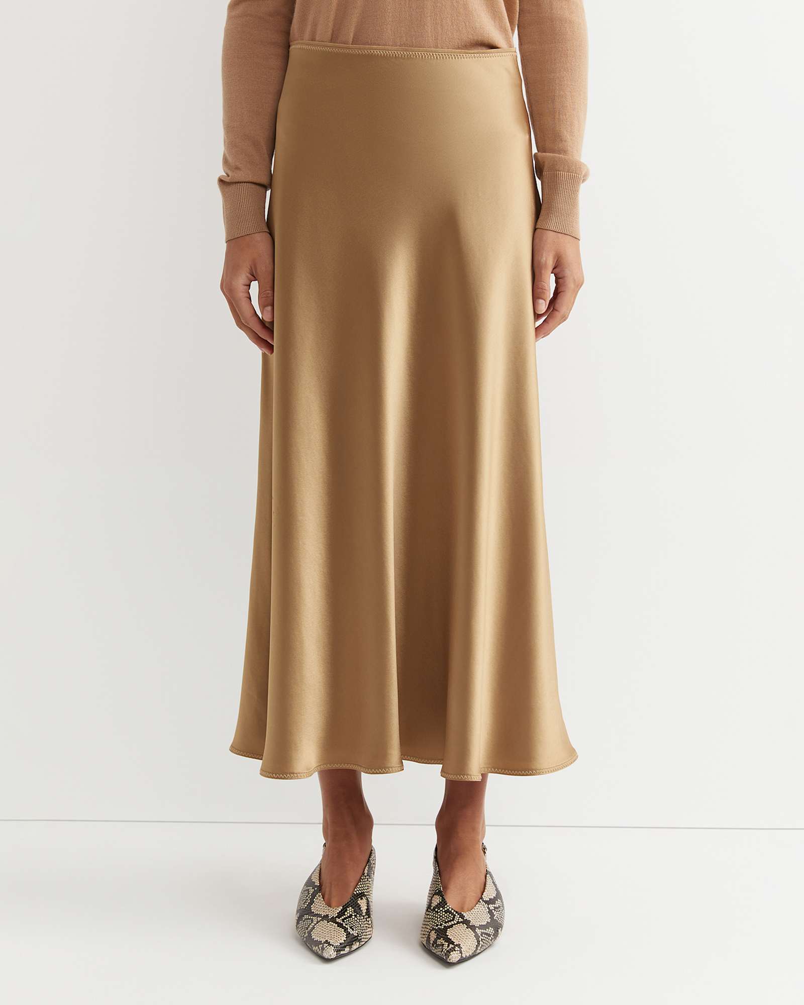 Charlotte Bias Slip Skirt in LATTE