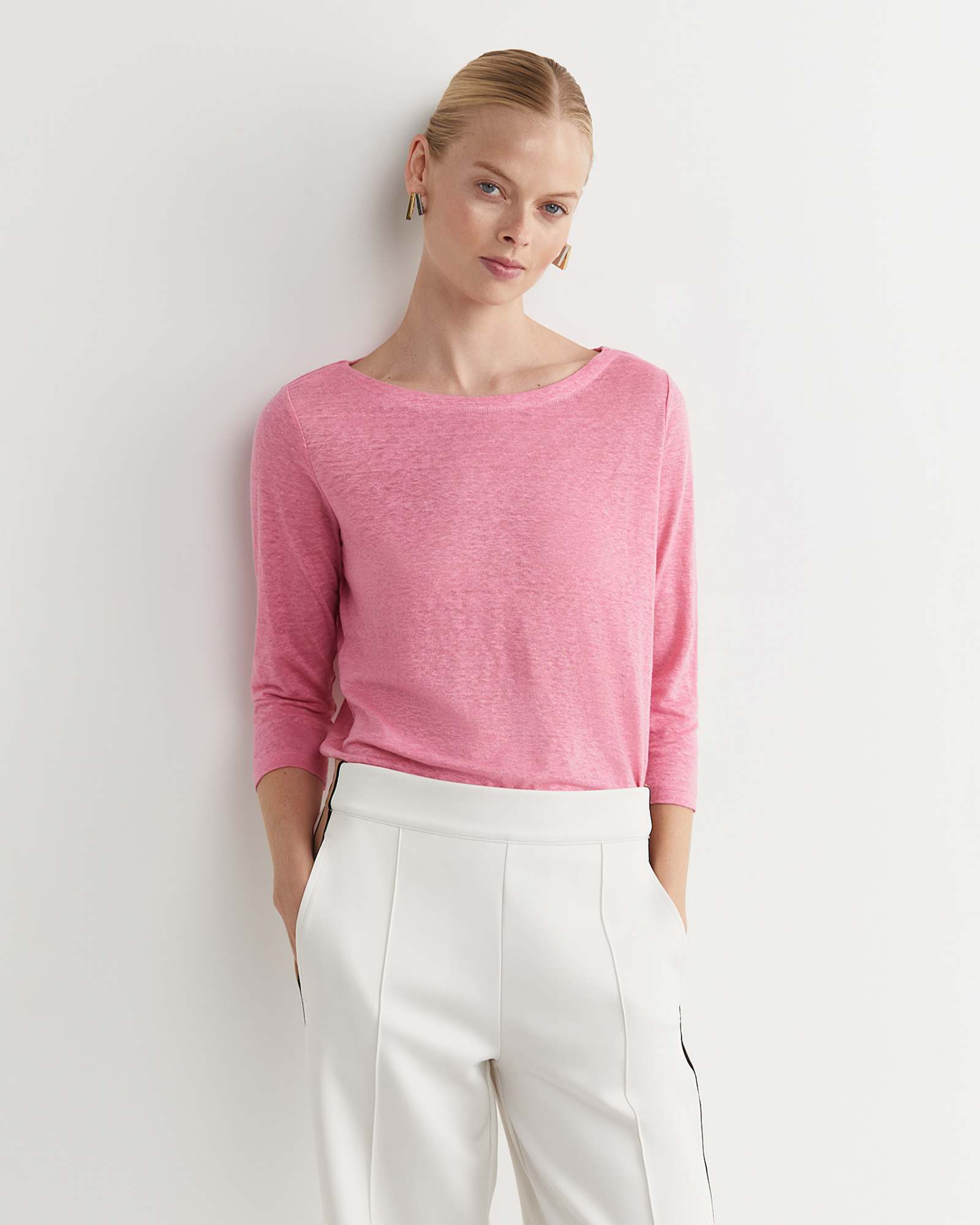 Cecile Linen Top in ROSEBERRY