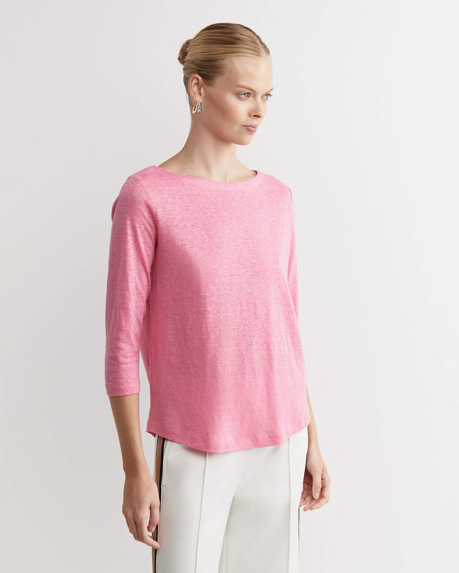 Cecile Linen Top in ROSEBERRY