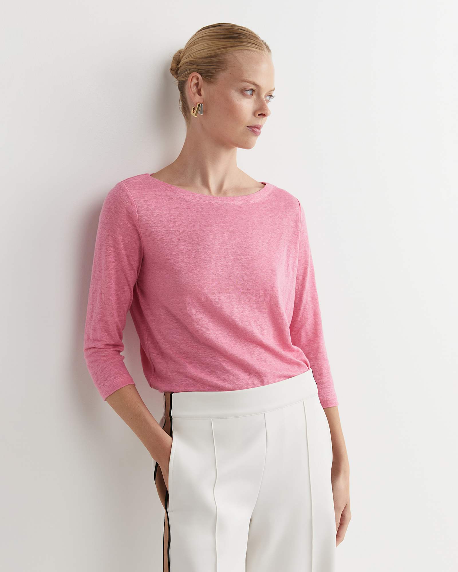 Cecile Linen Top in ROSEBERRY