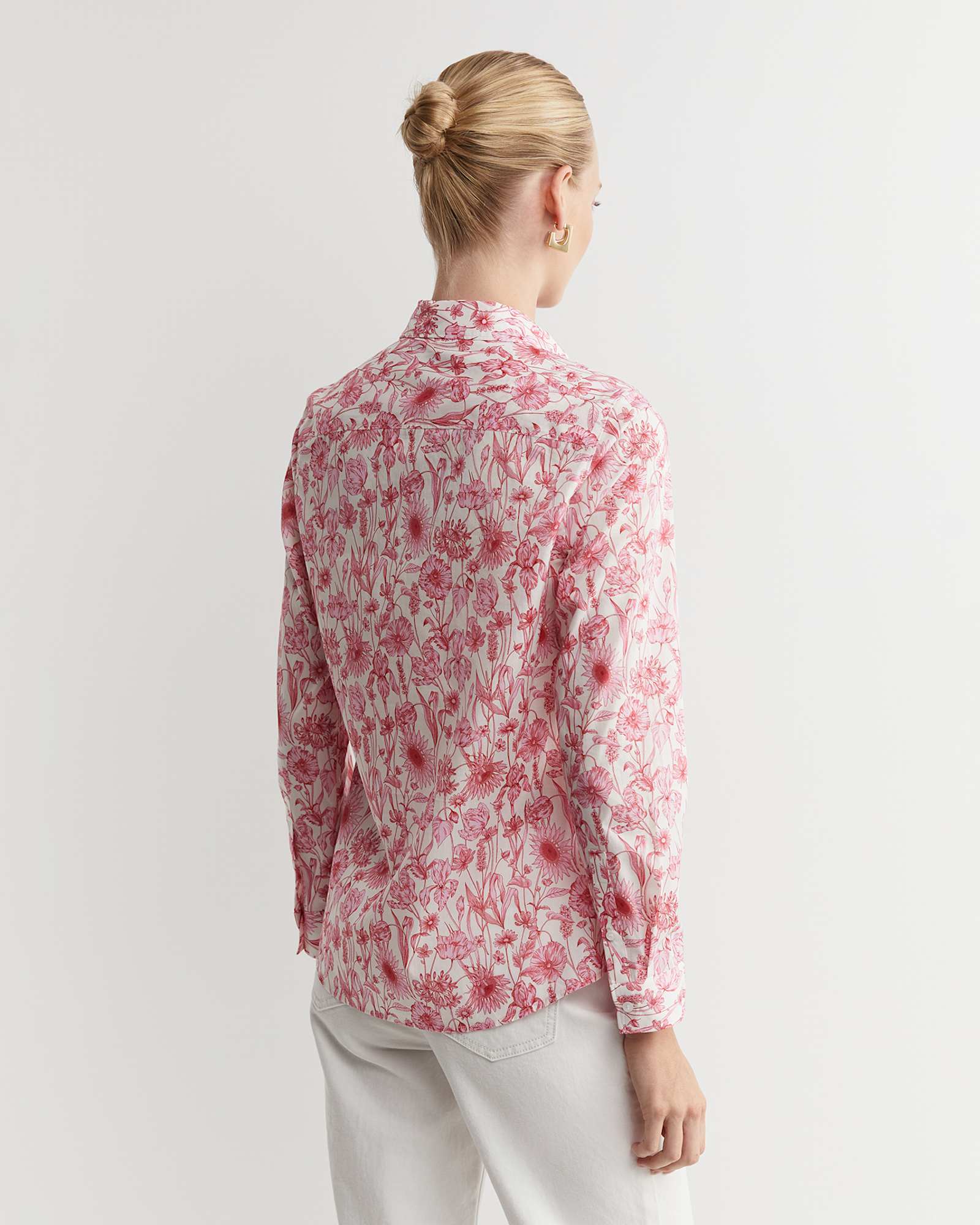 Muse Liberty Long Sleeve Shirt in WHITE/PINK