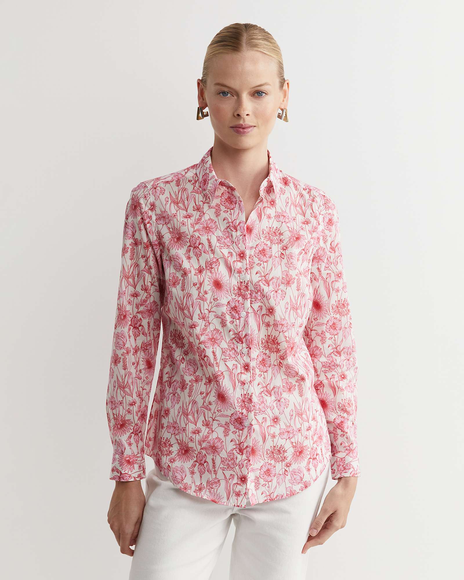 Muse Liberty Long Sleeve Shirt in WHITE/PINK