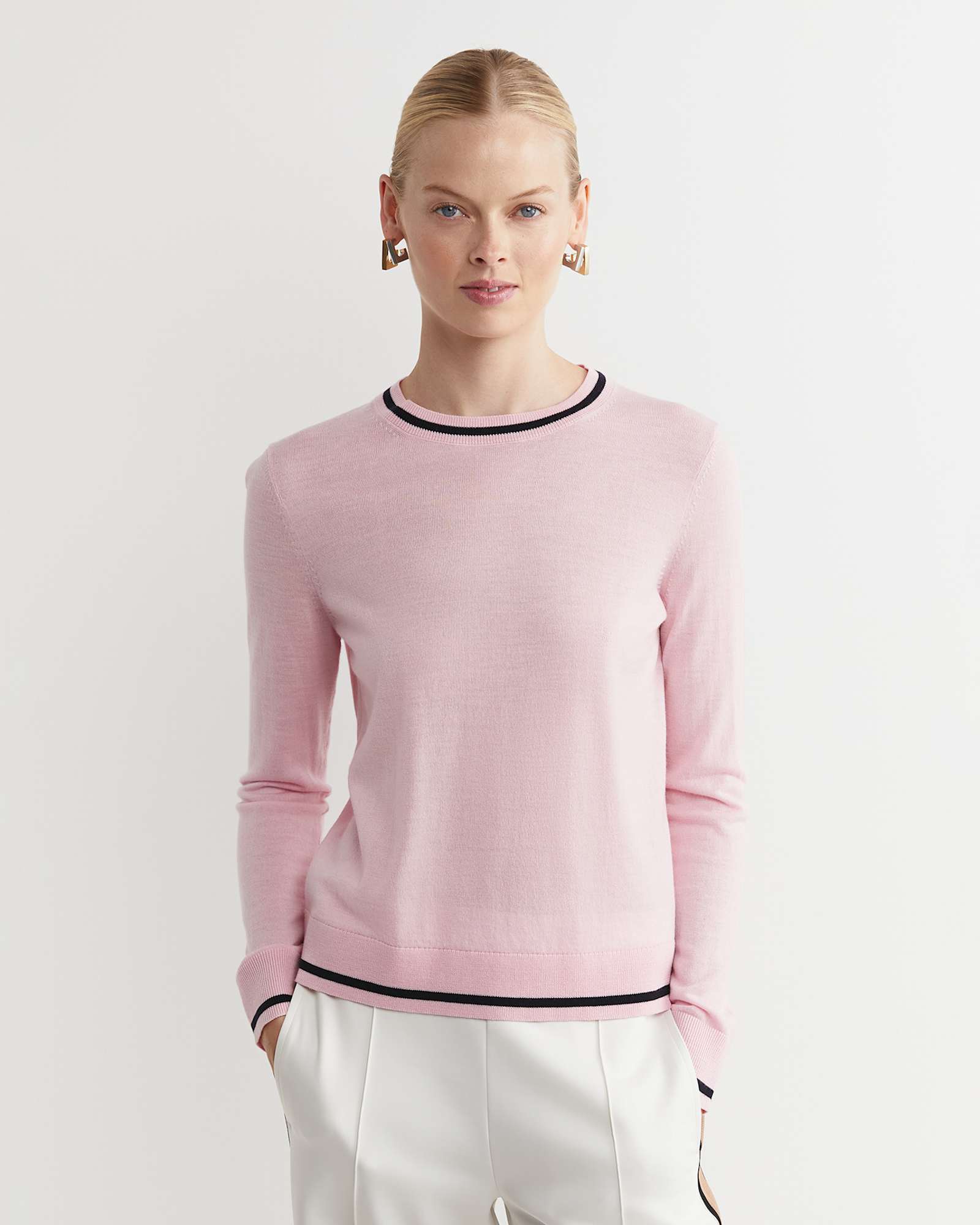 Francis Merino Crew Neck Knit in SOFT PINK