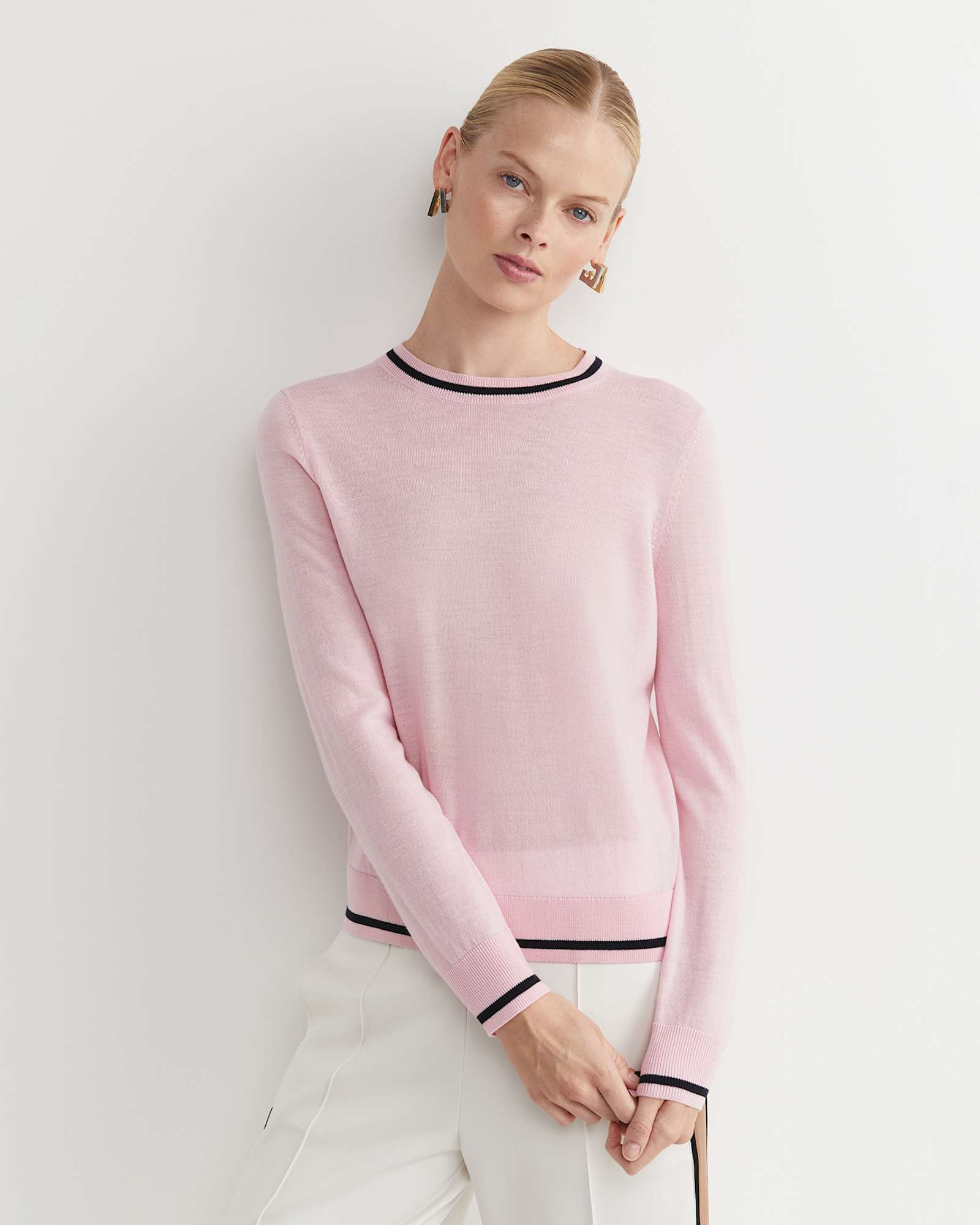 Francis Merino Crew Neck Knit in SOFT PINK