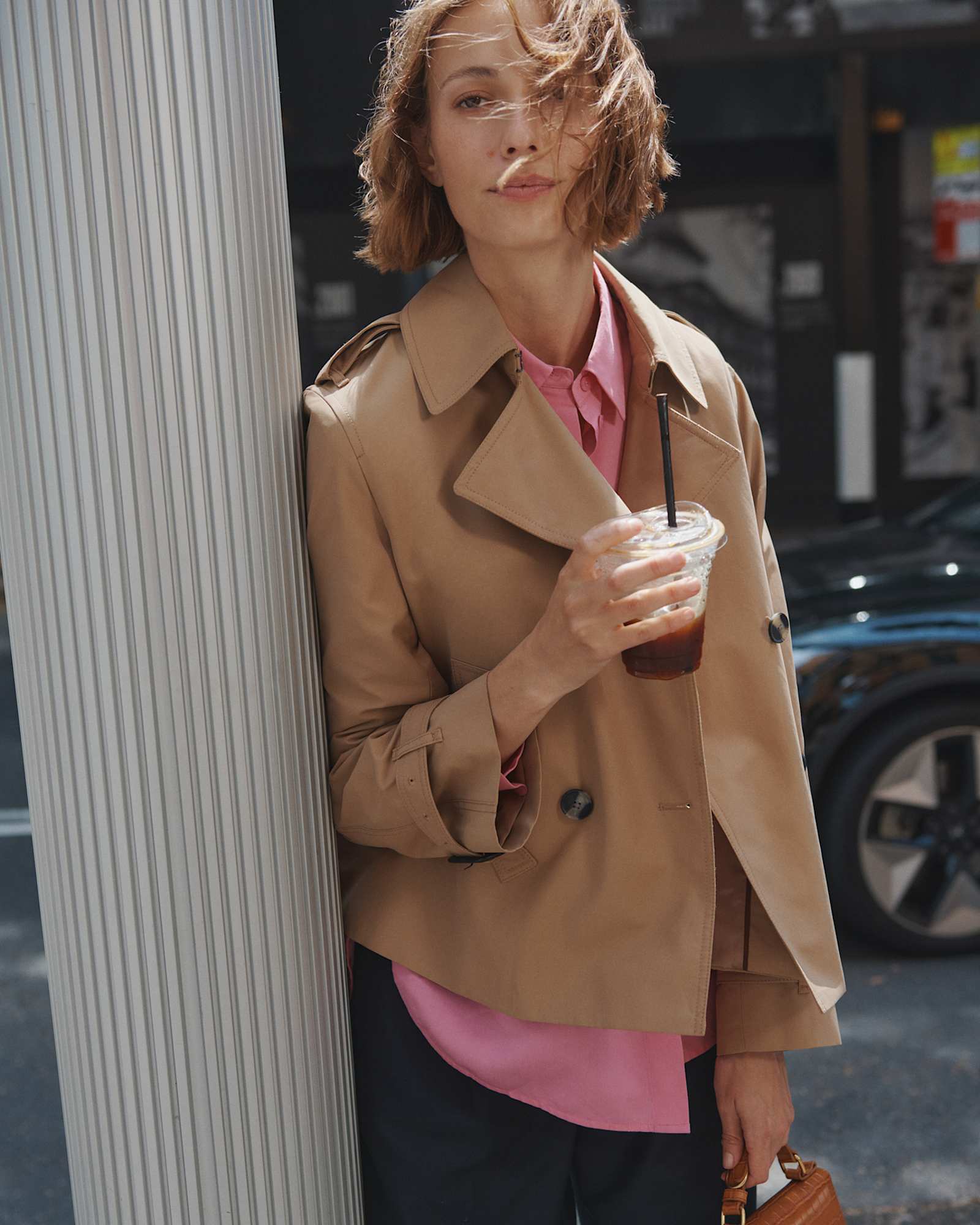 Audrey Crop Trench in PECAN