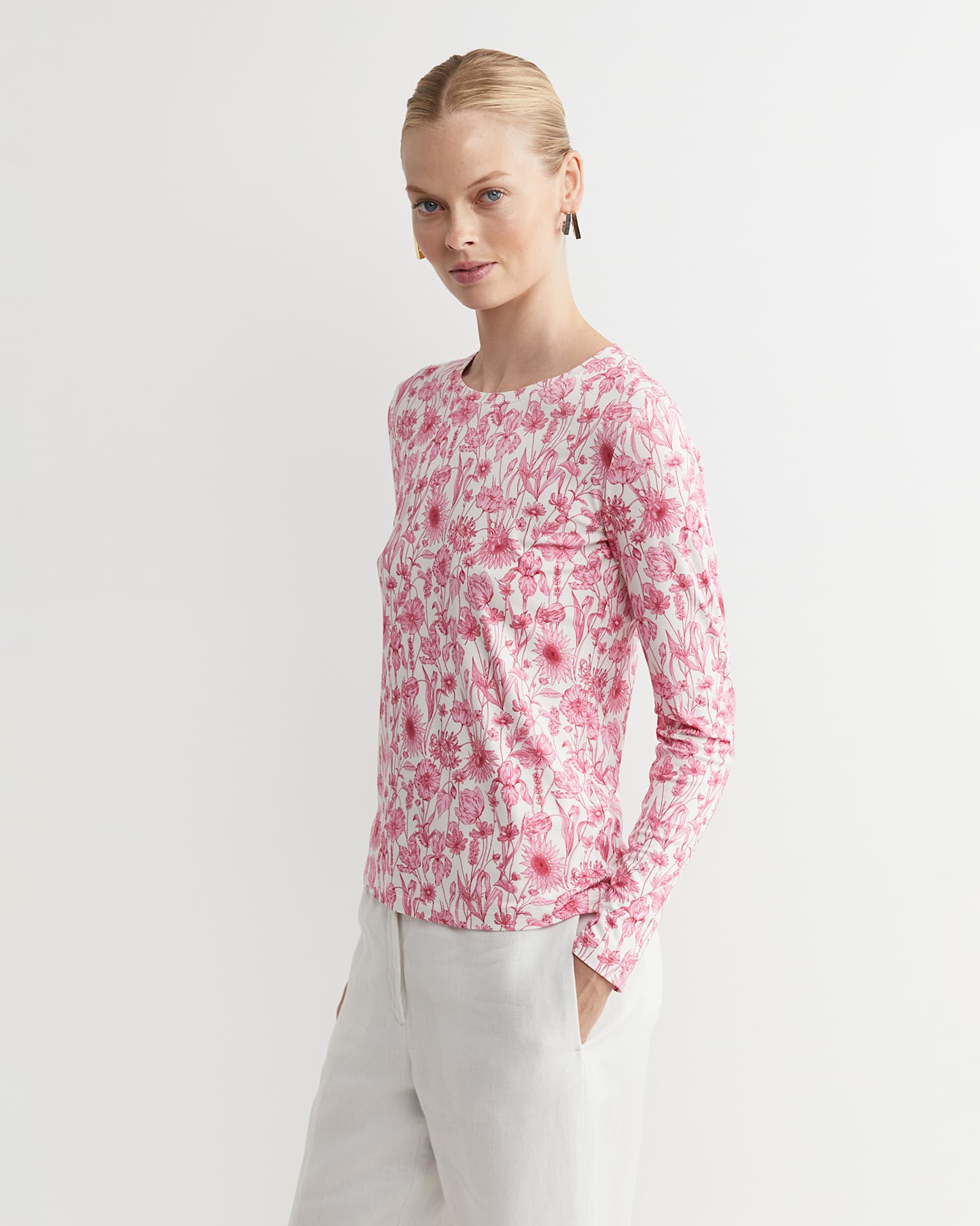 Muse Liberty Long Sleeve Magic Tee in WHITE/PINK