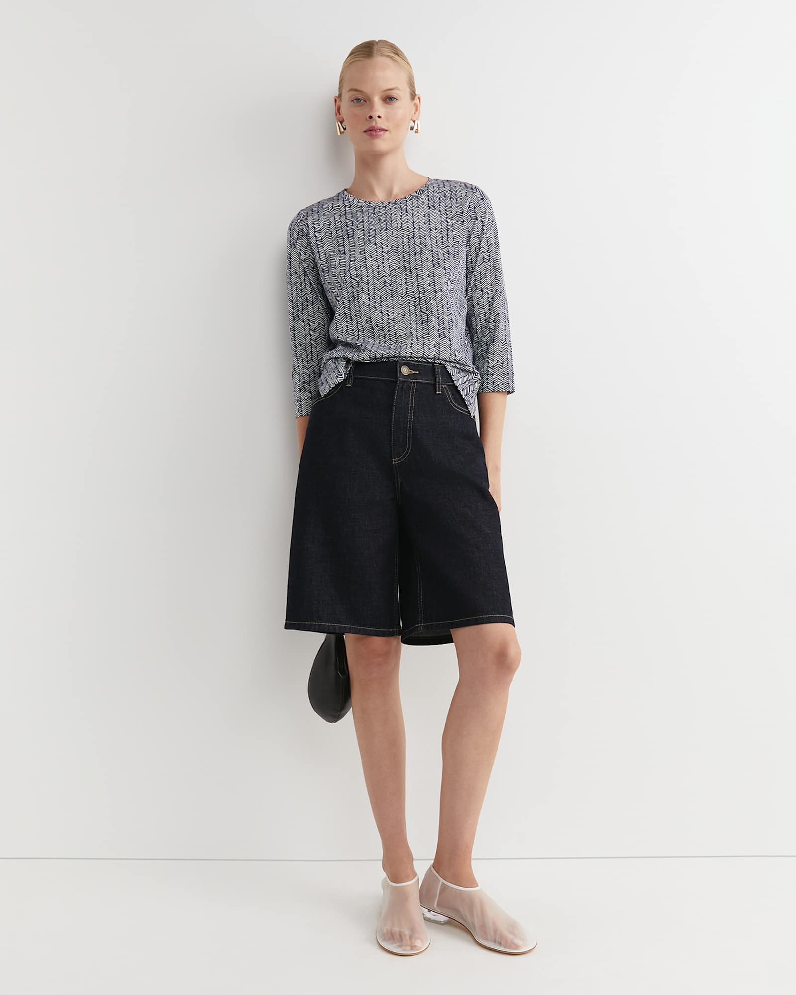 Harriet Mercerised Tee in NAVY MULTI