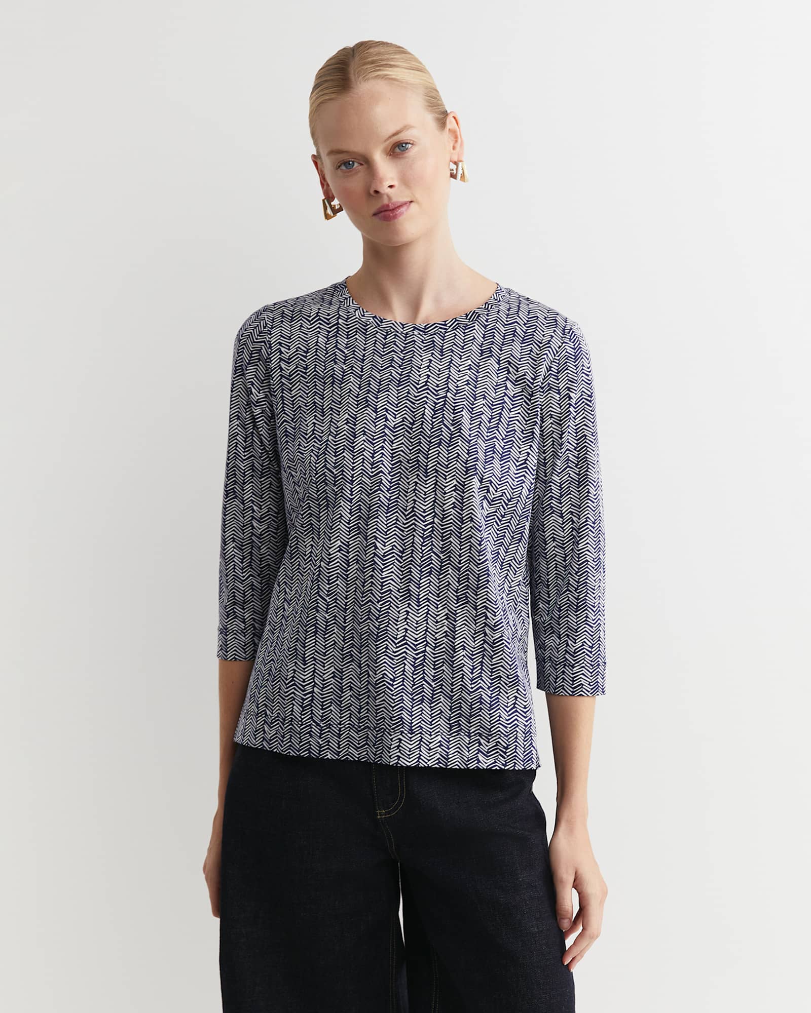 Harriet Mercerised Tee in NAVY MULTI