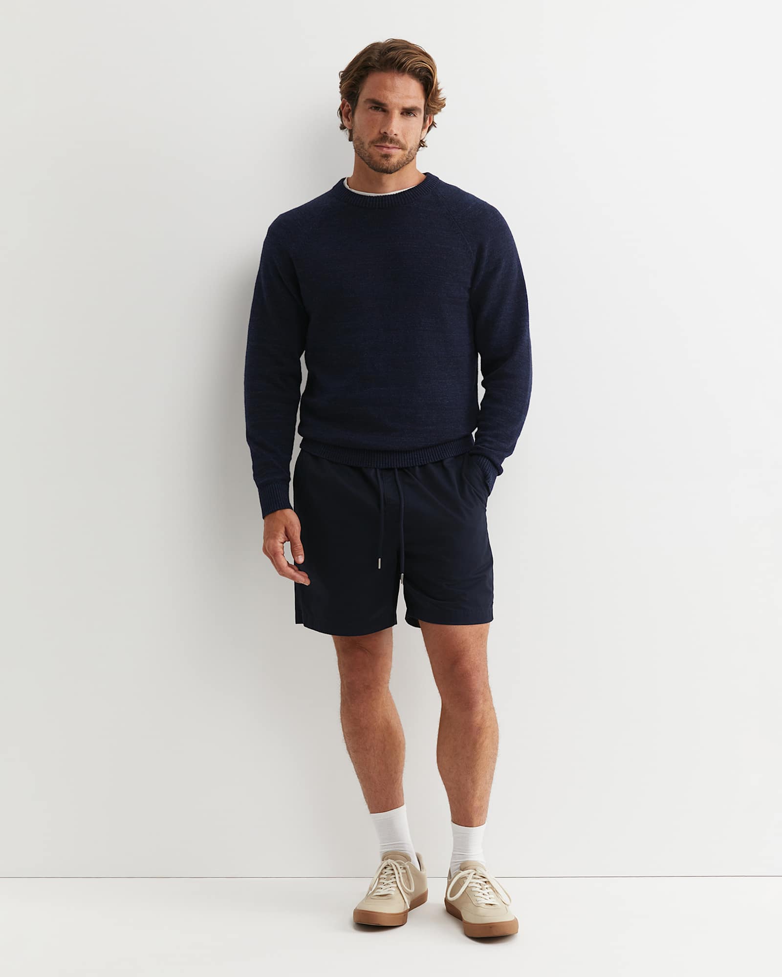Riley Raglan Crew Neck Knit in NAVY