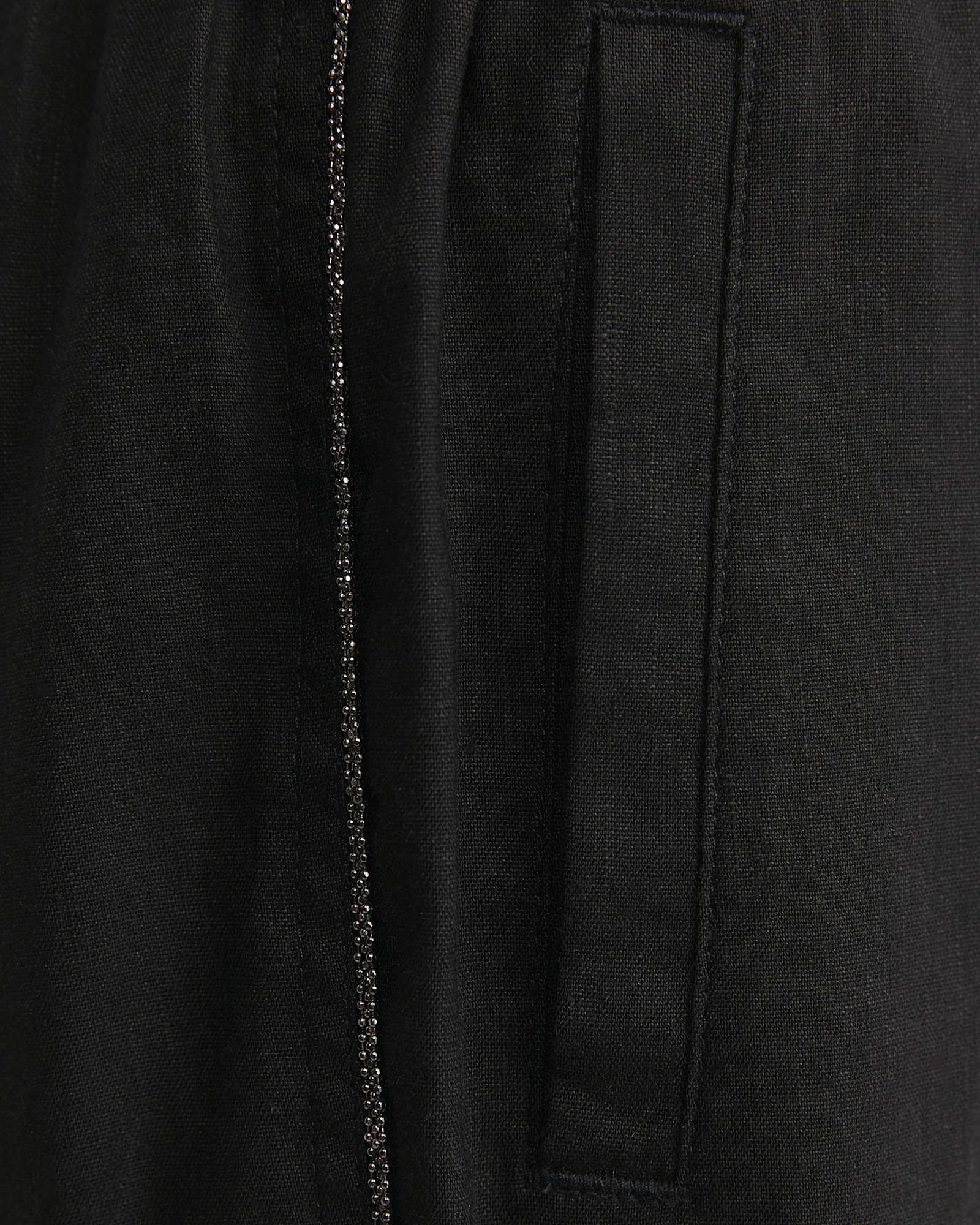 Rosa Bead Trim Crop Linen Pant in BLACK