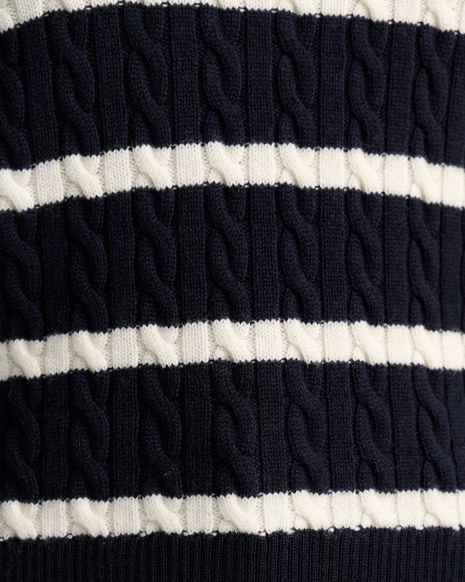 Merino Wool Baby Cable Sweater in NAVY/WHITE